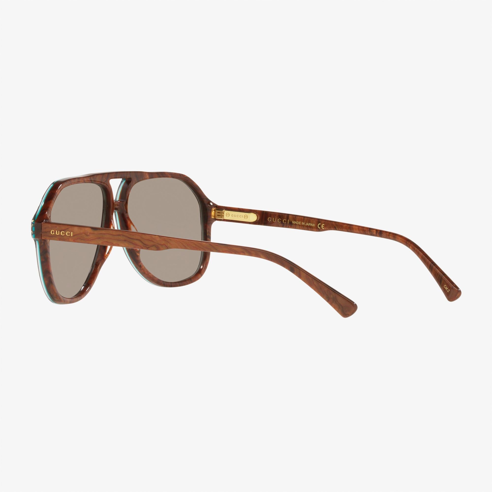 GUCCI Acetate Erkek Kahverengi Güneş Gözlüğü
