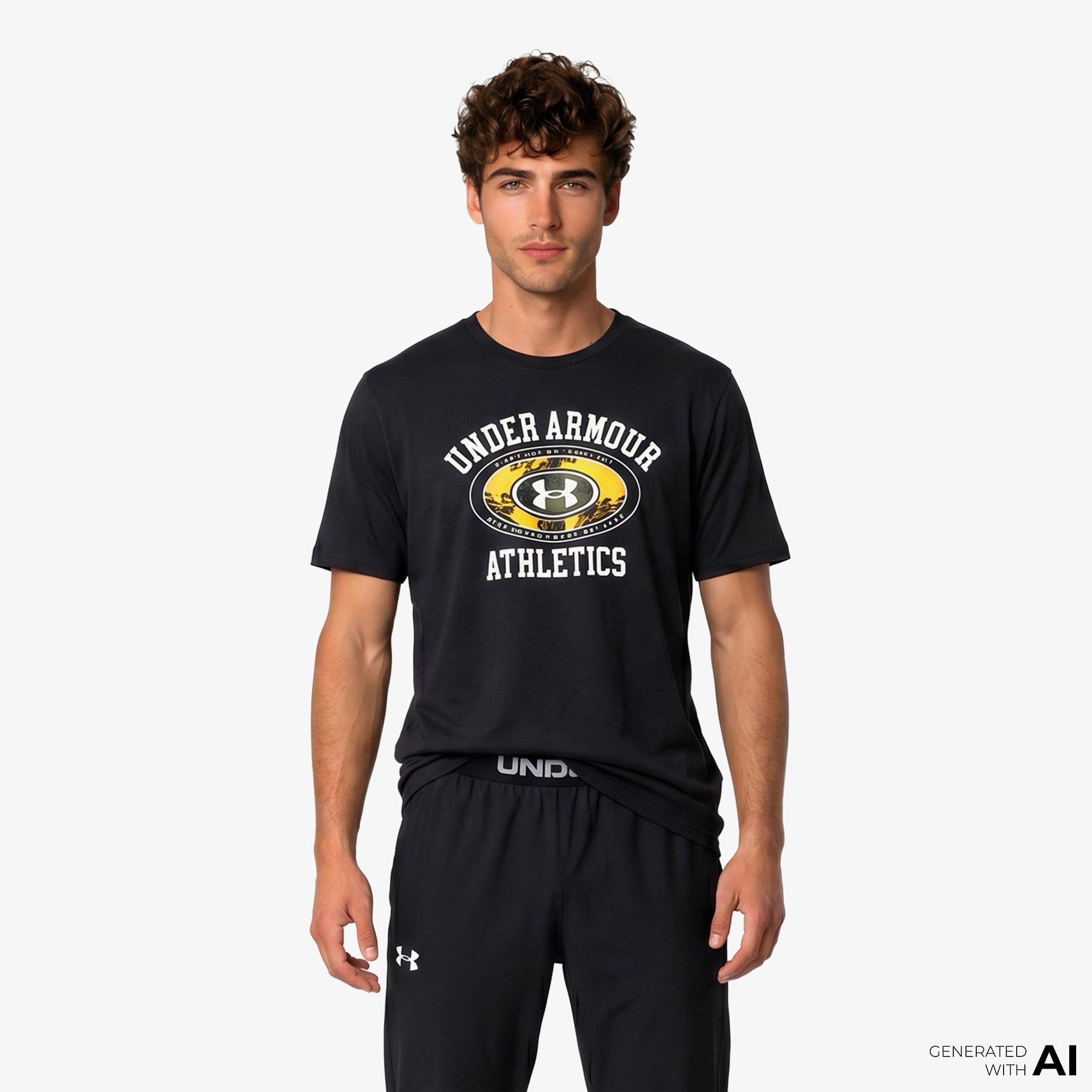 Under Armour 60/40S Armor Globe Ss Erkek Siyah T-Shirt