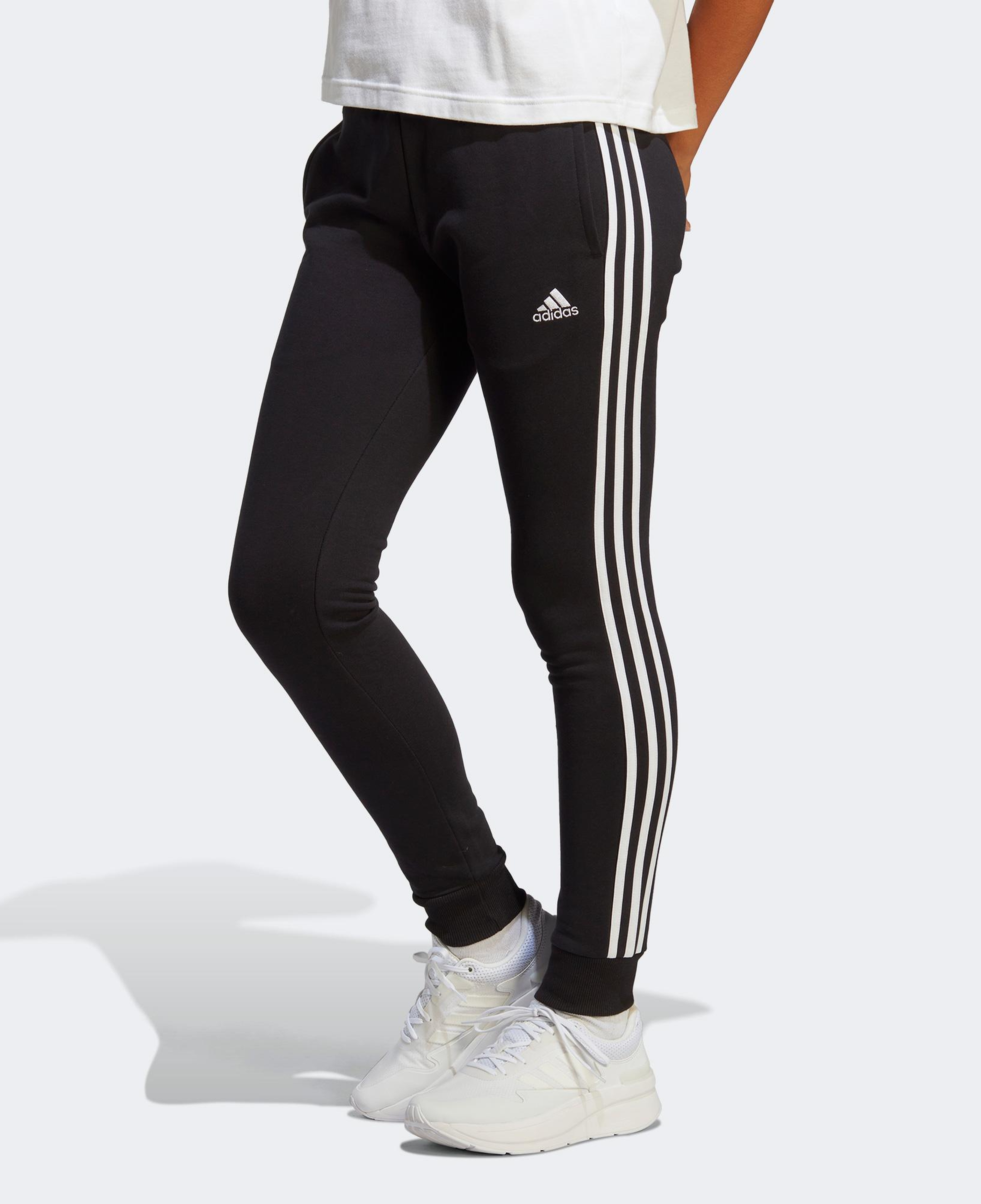 adidas Essentials 3-Stripes French Terry Cuffed Kadın Siyah Günlük Eşofman Altı