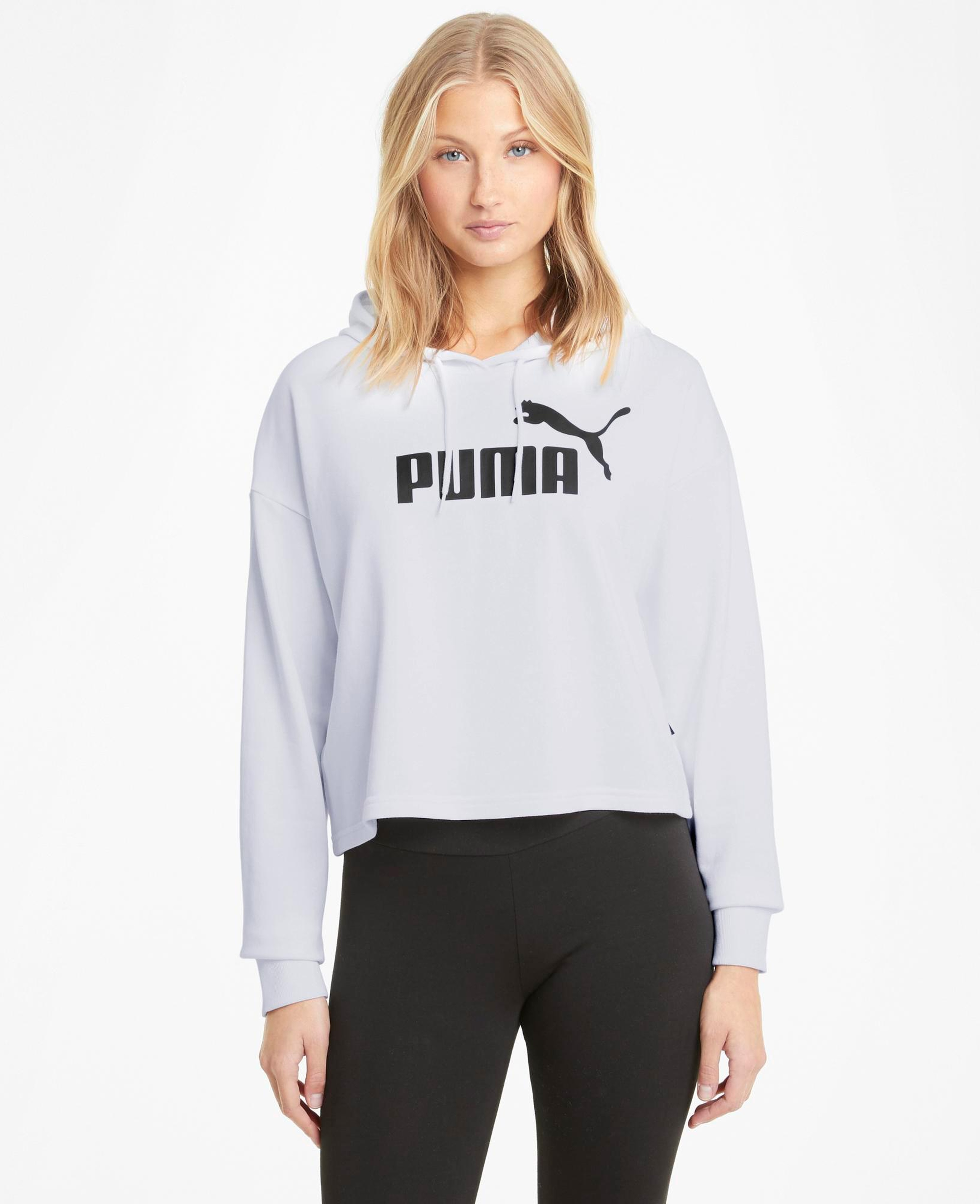 Puma Essentials Cropped Logo Kadın Beyaz Günlük Sweatshirt