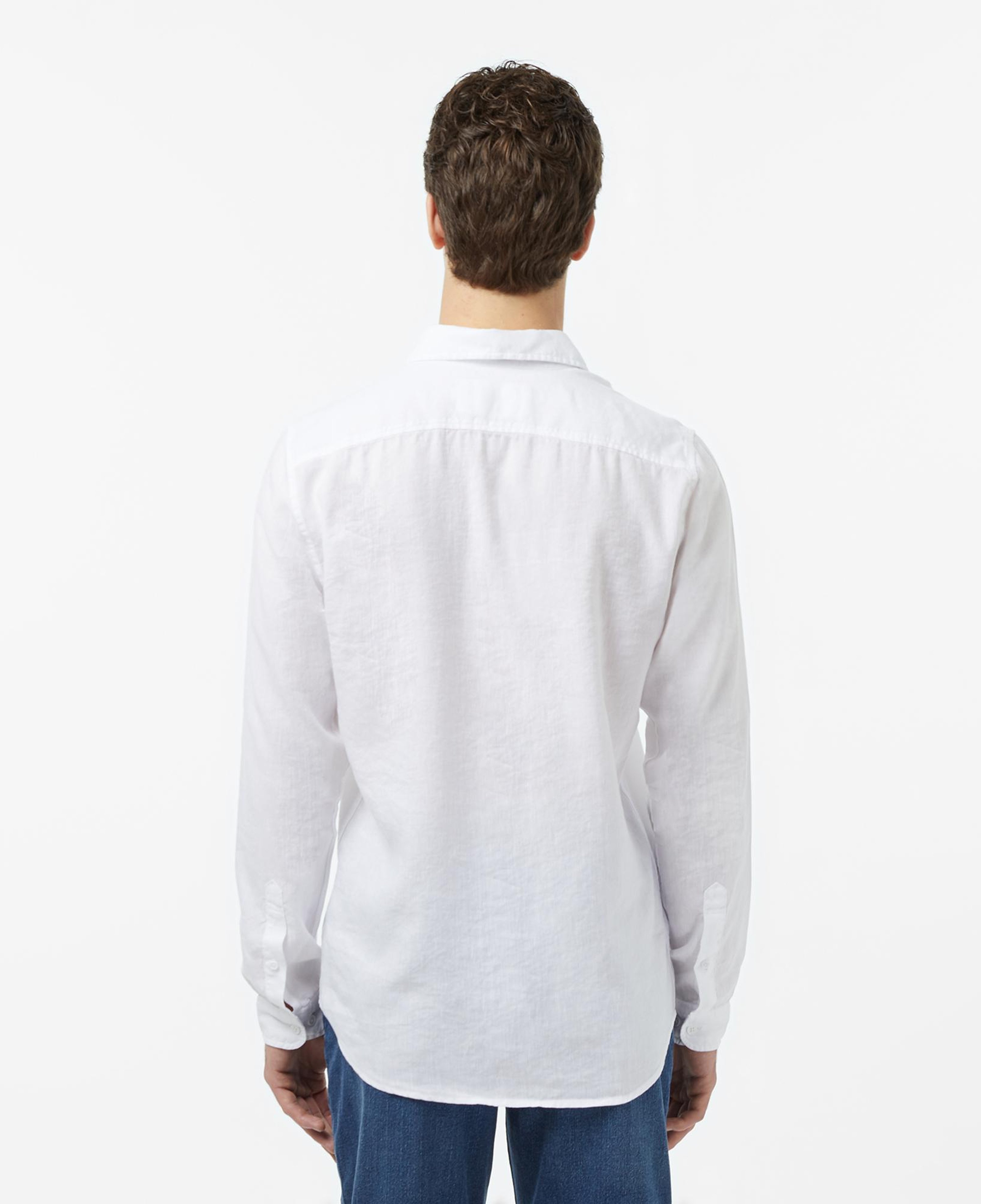Erkek Slim Fit Keten Beyaz Gömlek