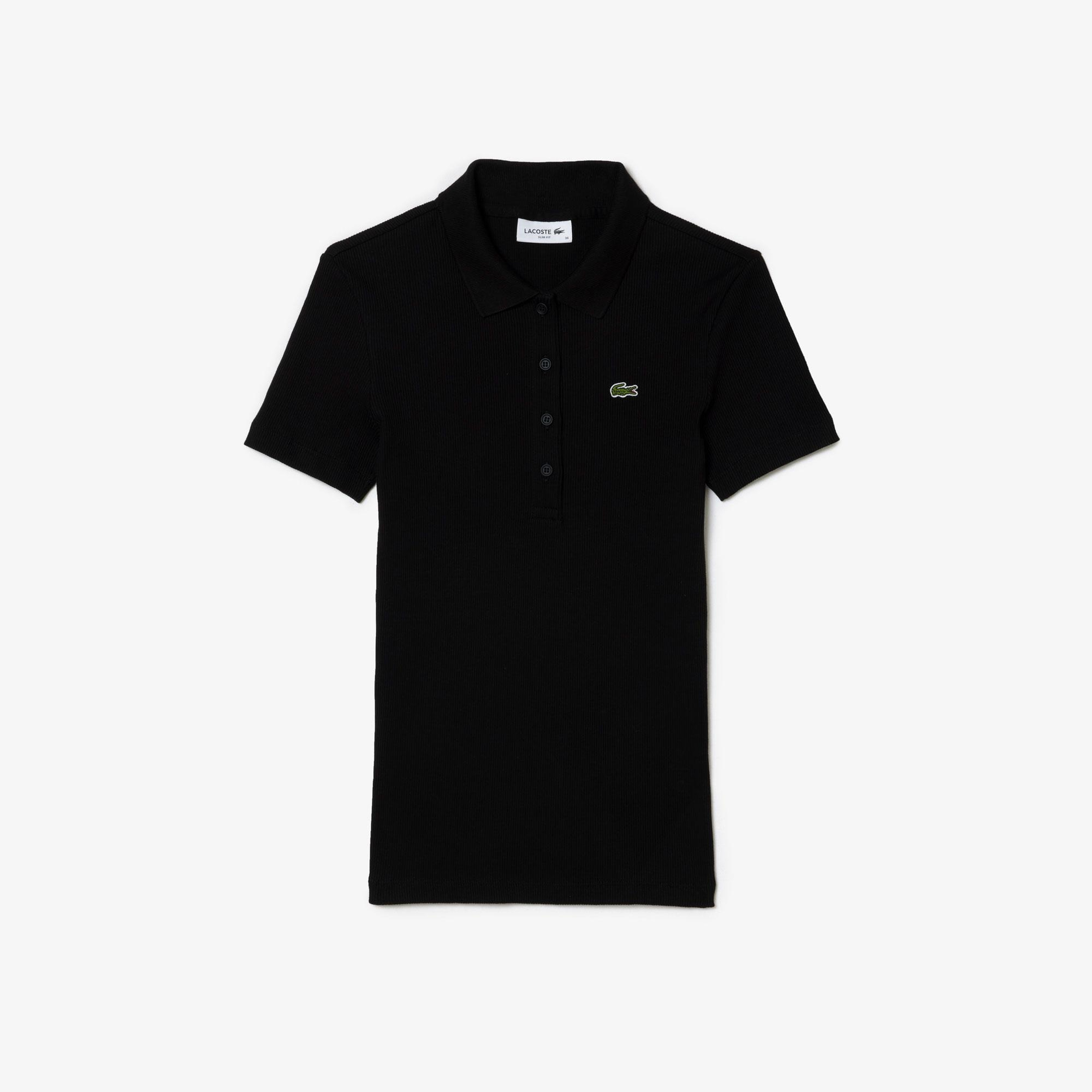L.12.D Kadın Slim Fit Siyah Polo