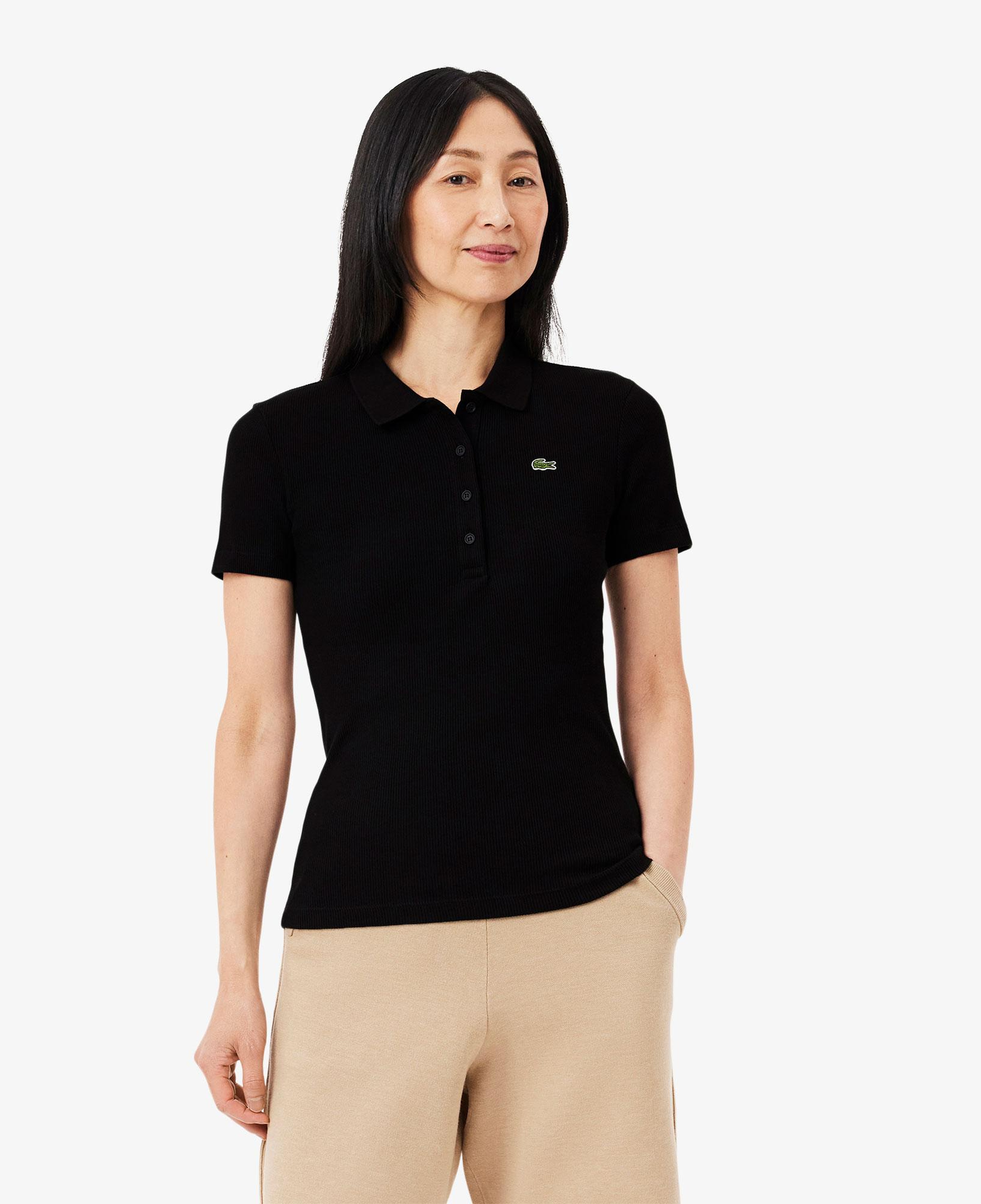 L.12.D Kadın Slim Fit Siyah Polo