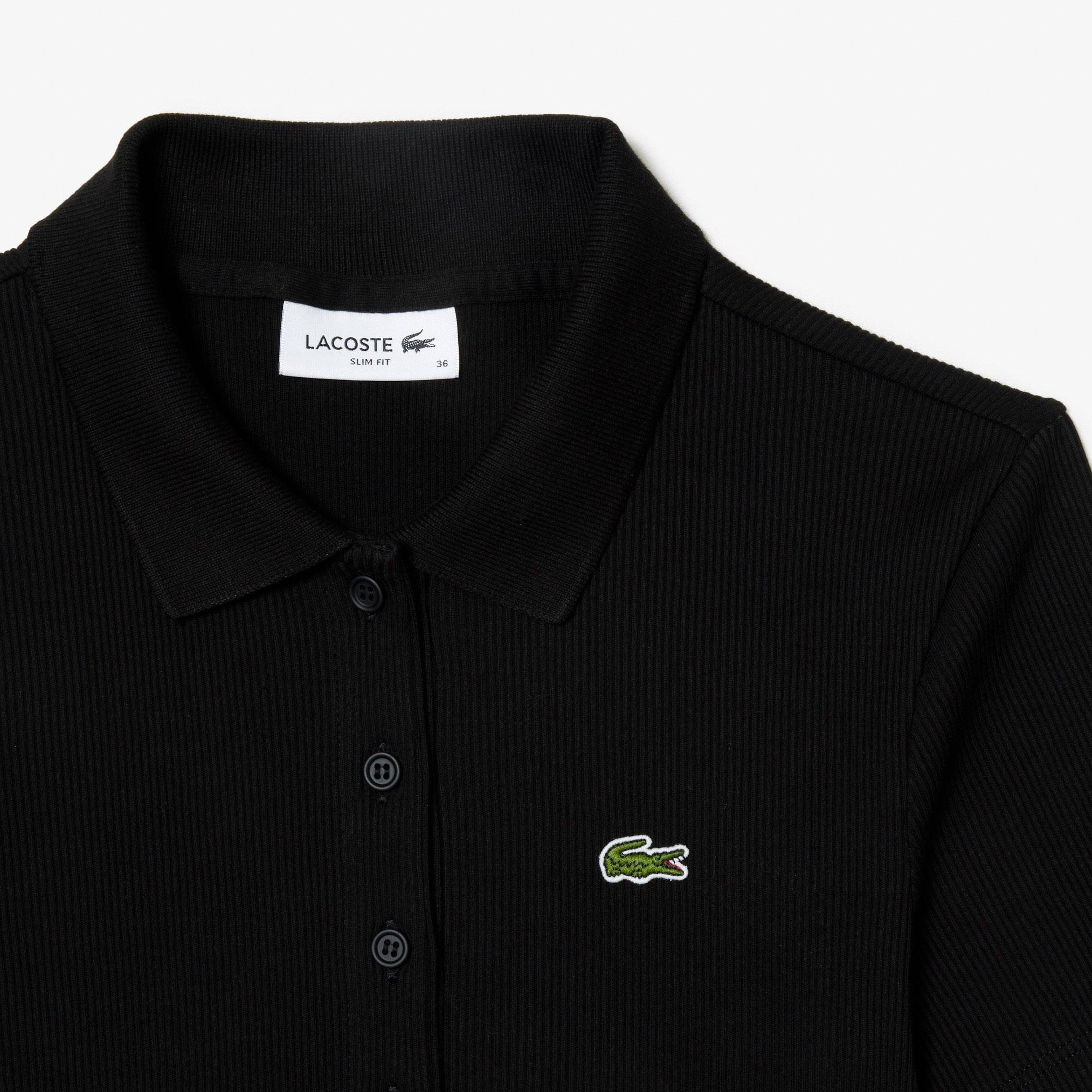 L.12.D Kadın Slim Fit Siyah Polo