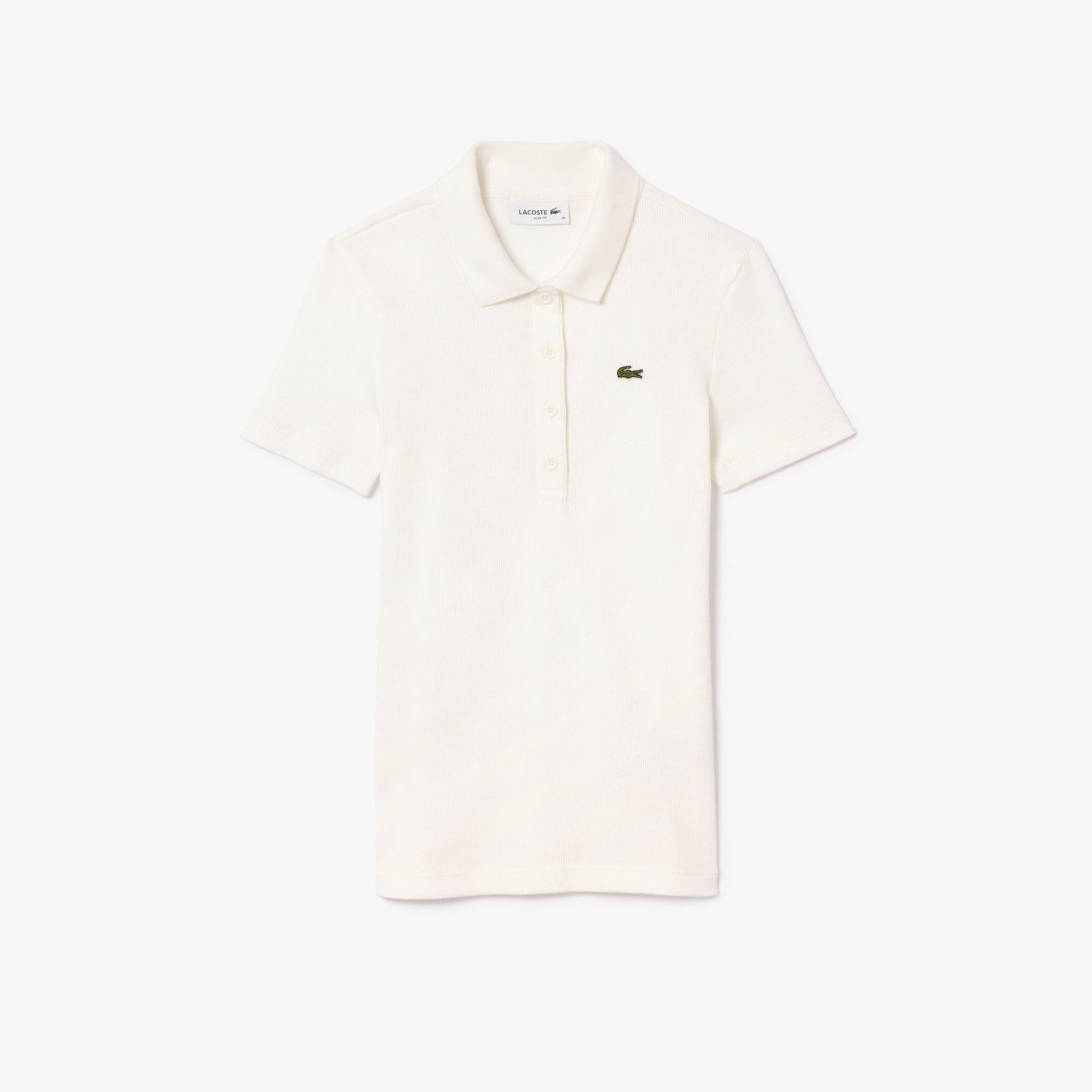 L.12.D Kadın Slim Fit Beyaz Polo