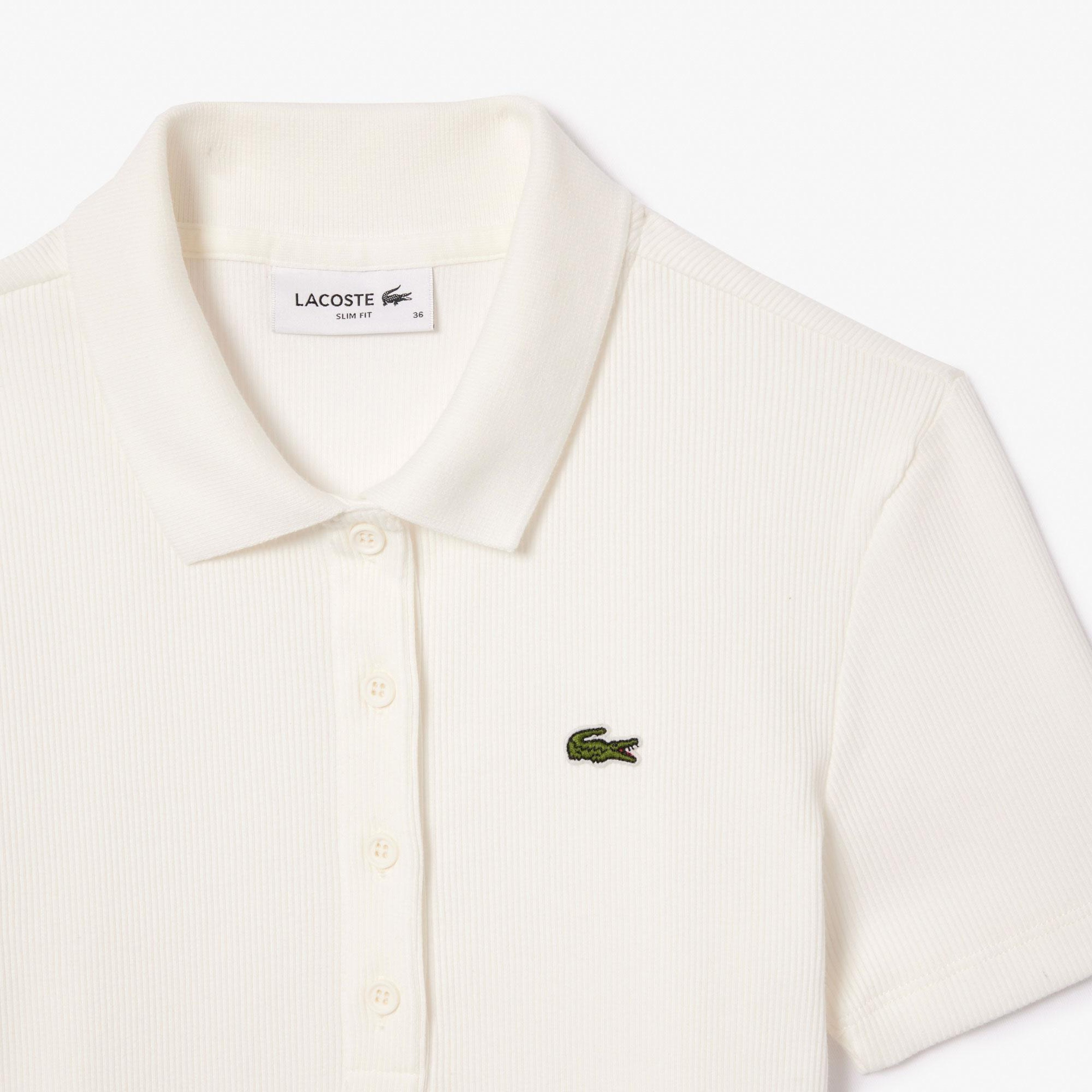 L.12.D Kadın Slim Fit Beyaz Polo