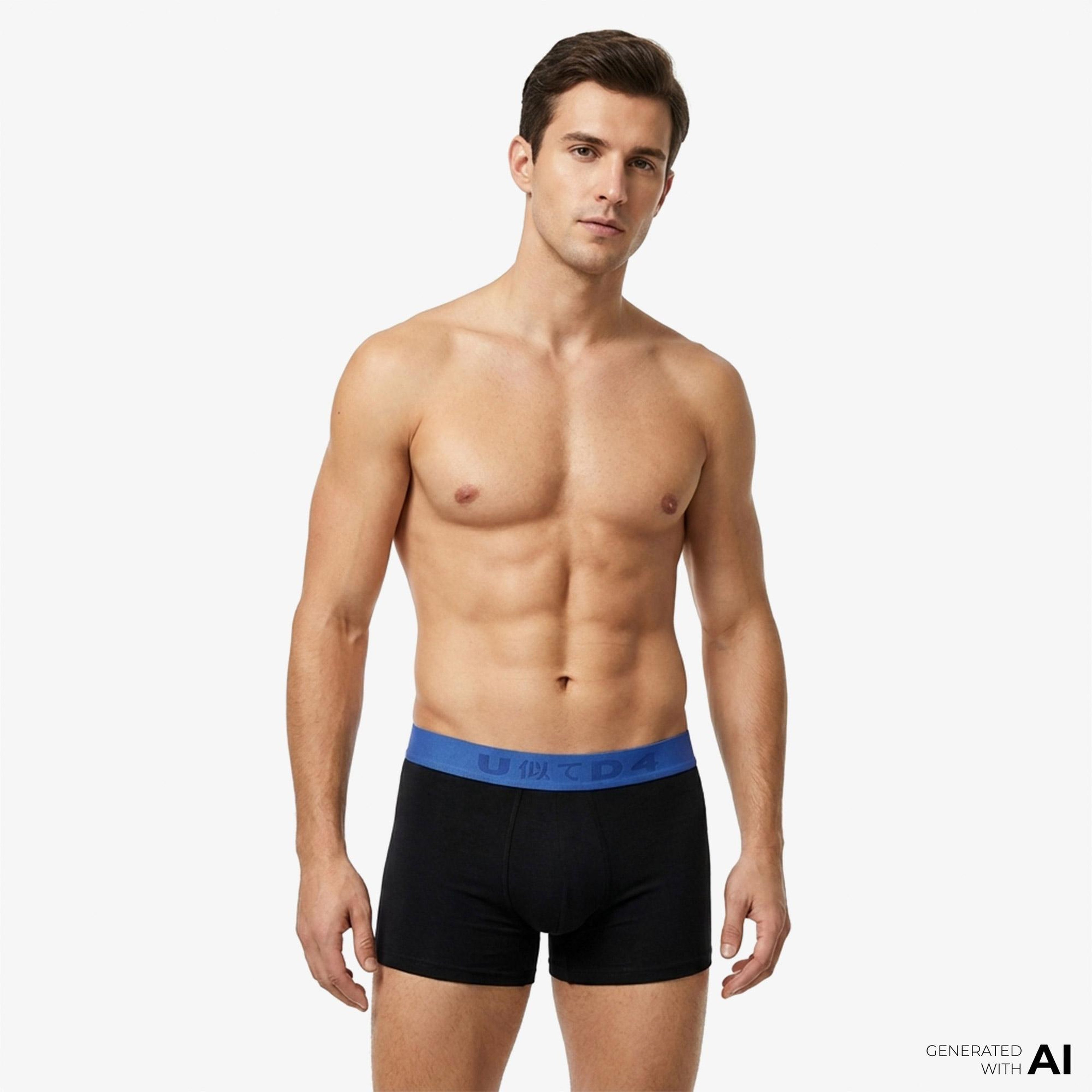 UNITED4 Classic 3lü Erkek Siyah Boxer