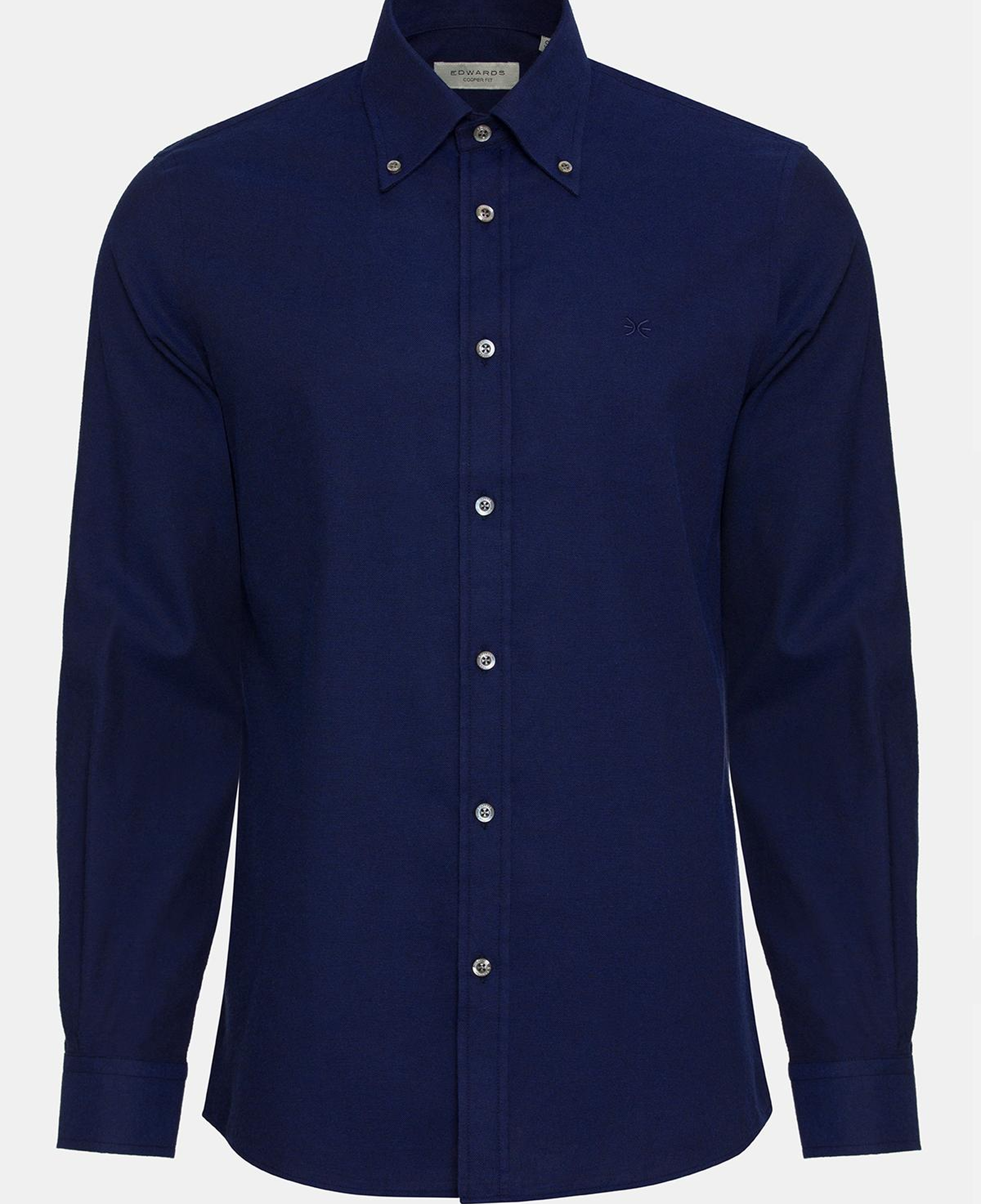 Erkek Lacivert Cooper Fit Düğmeli Yaka Flannel Gömlek