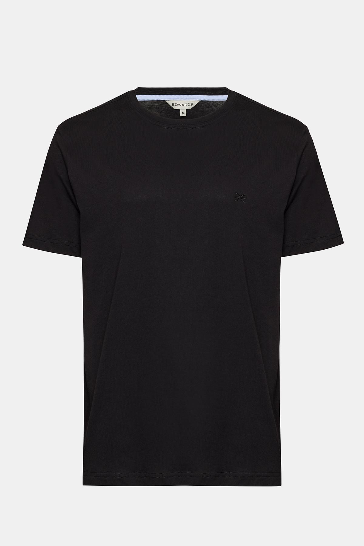 Erkek Siyah Organik Pamuklu Bisiklet Yaka T-Shirt