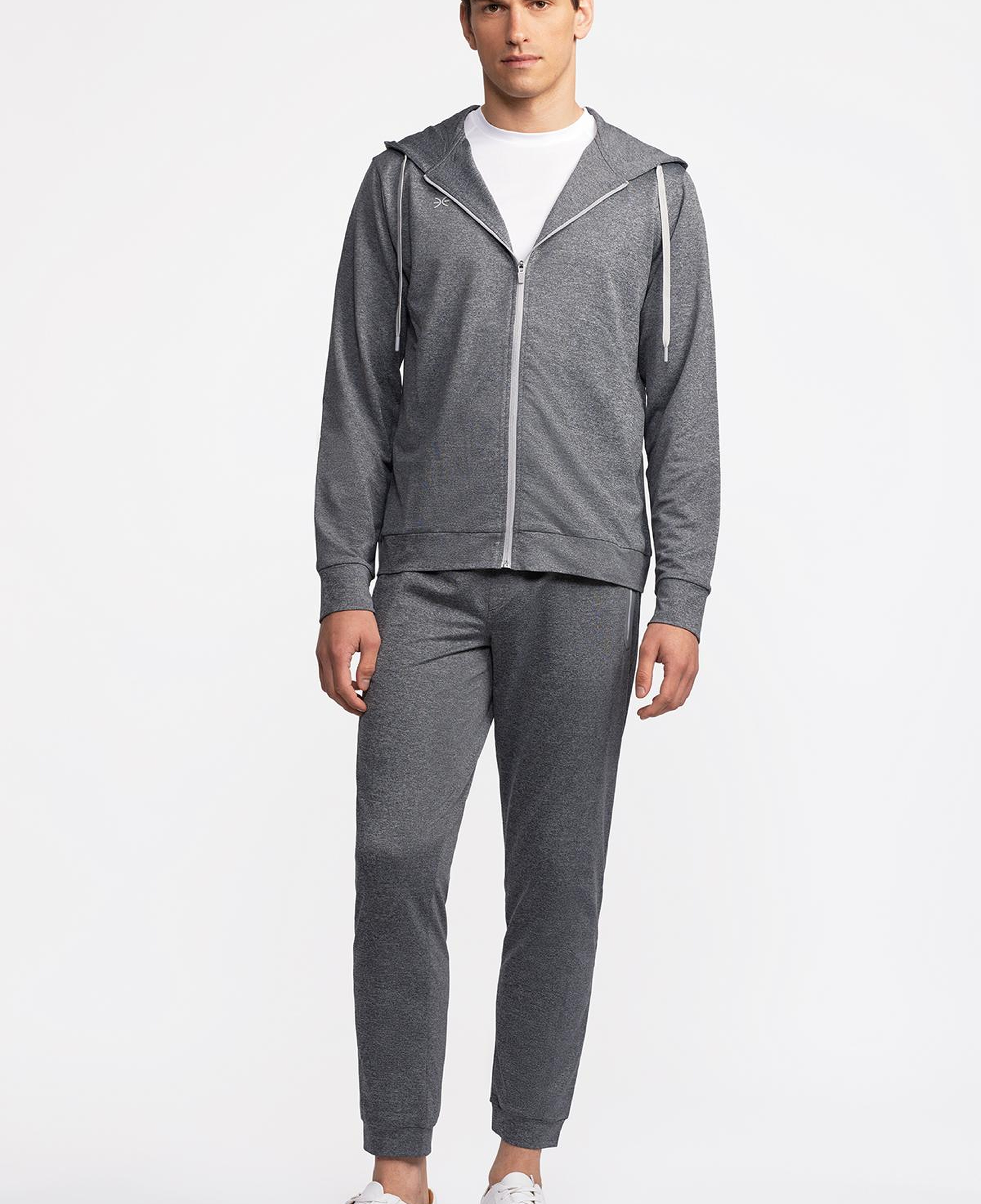 Erkek Antrasit Activewear Kapüşonlu Tam Fermuarlı Sweatshirt