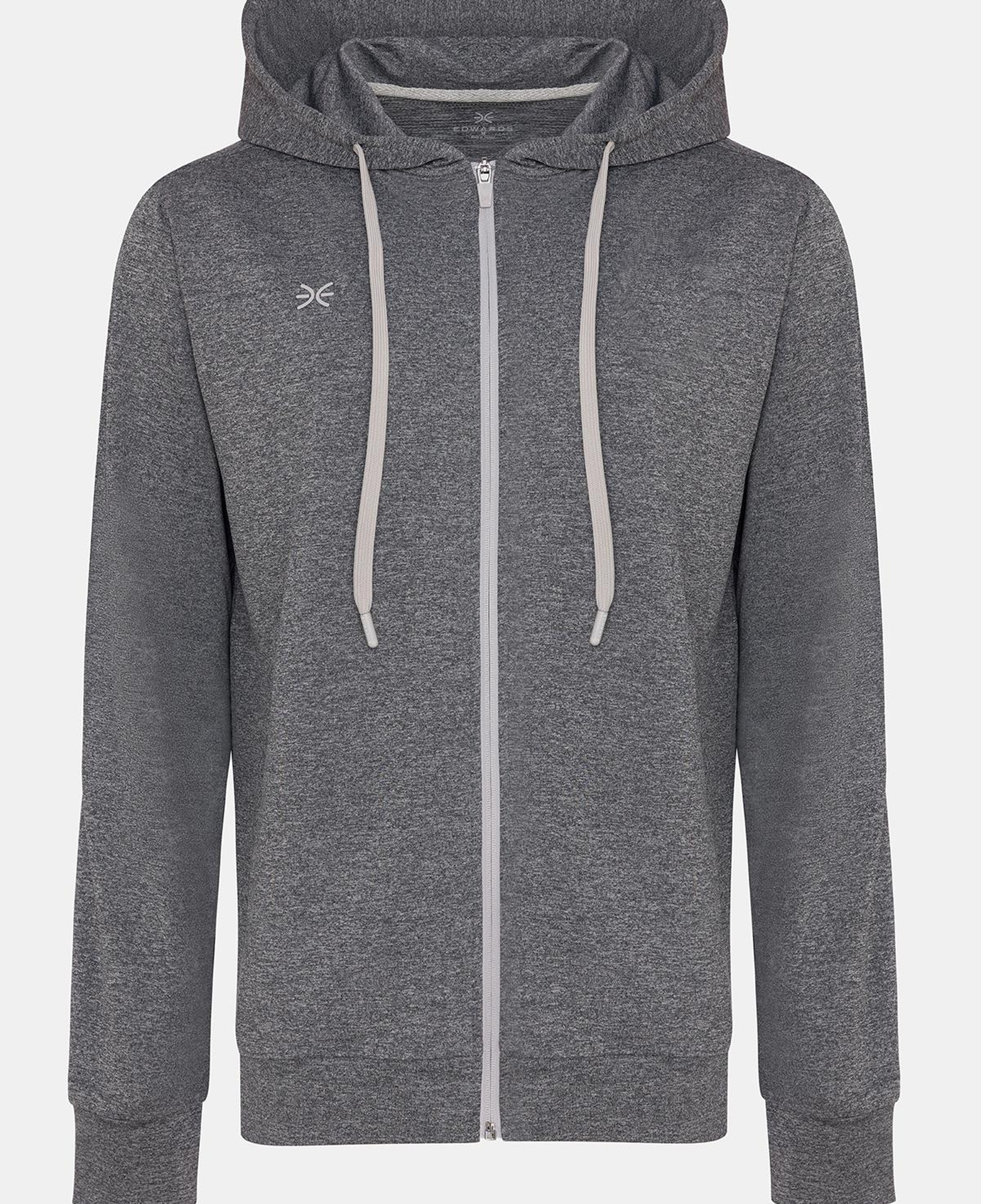Erkek Antrasit Activewear Kapüşonlu Tam Fermuarlı Sweatshirt