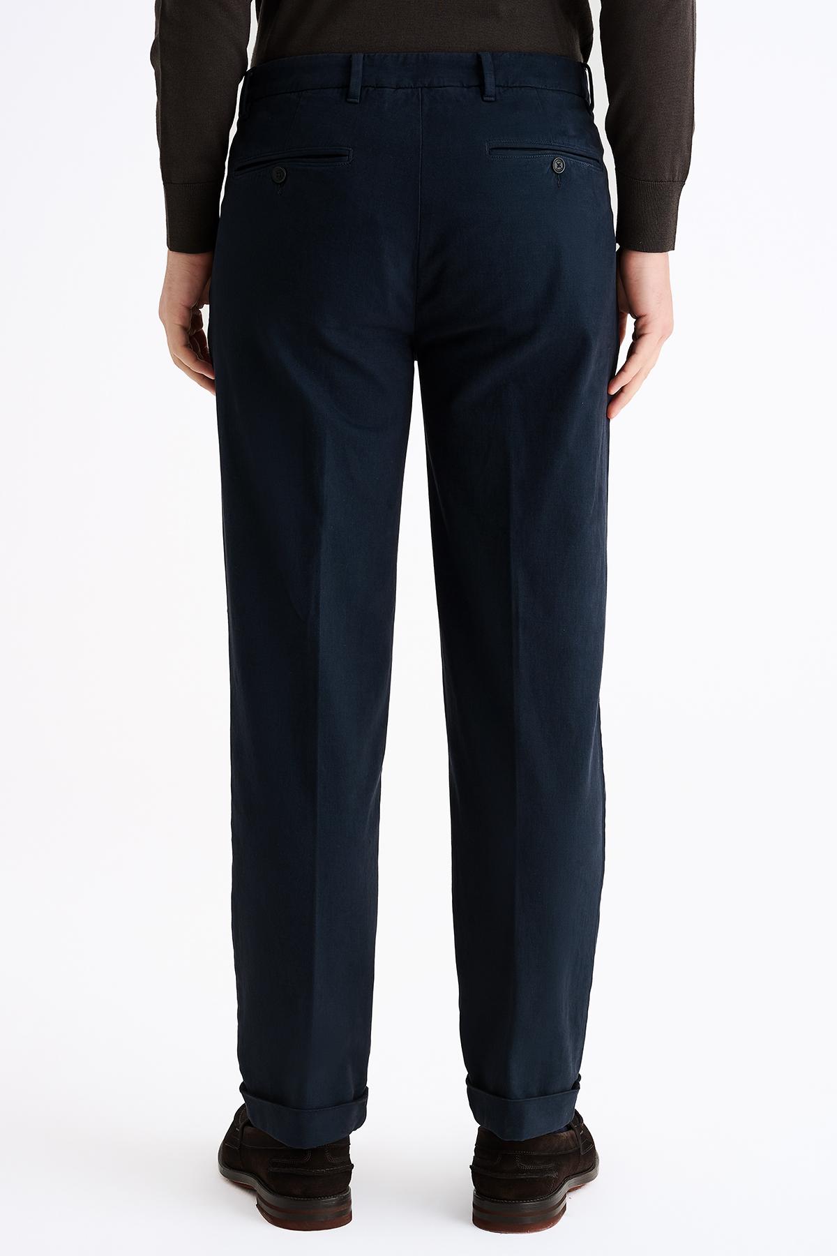 Erkek Mavi Kaşmir Gabardin Chino Pantolon