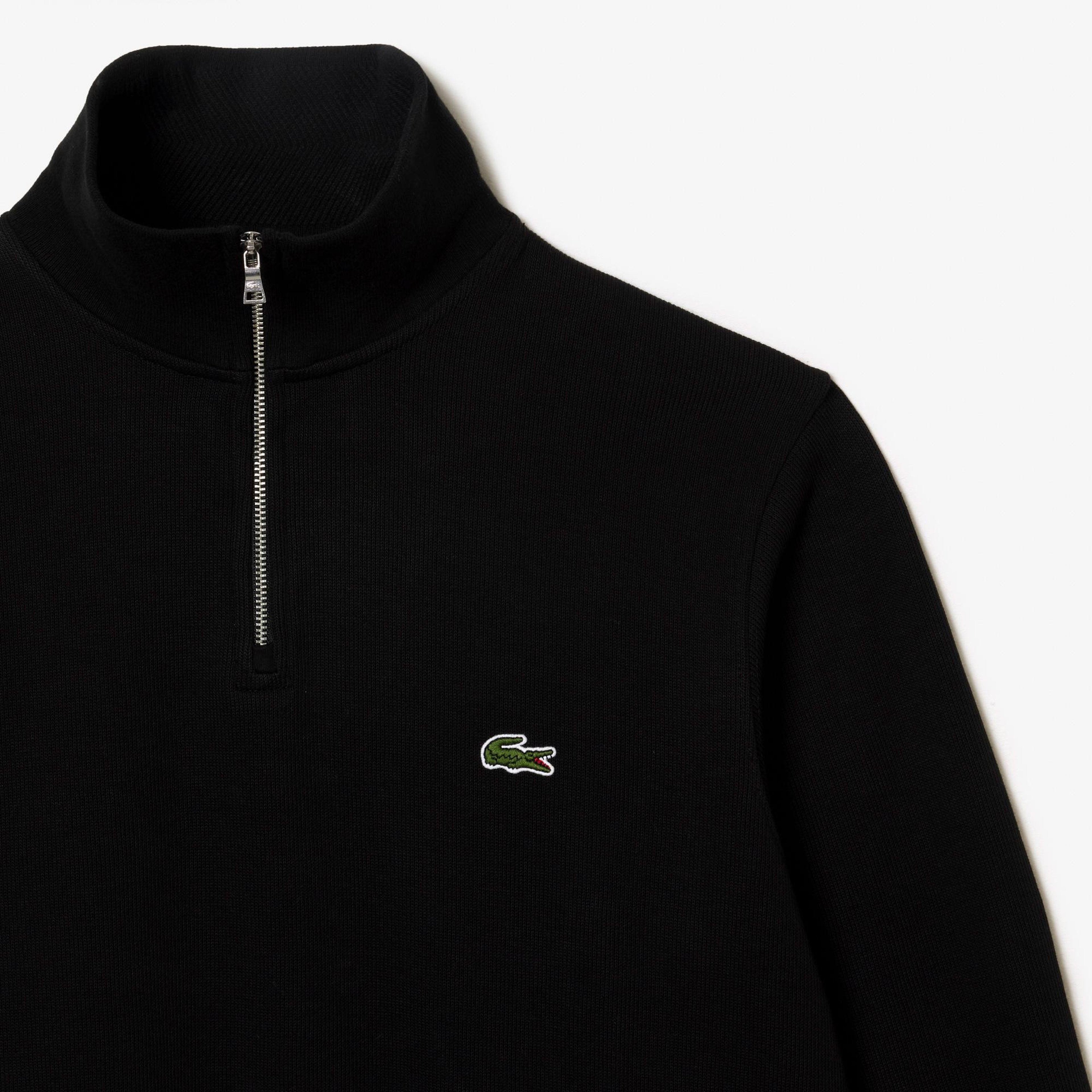 Erkek Regular Fit Yarım Fermuarlı Siyah Sweatshirt