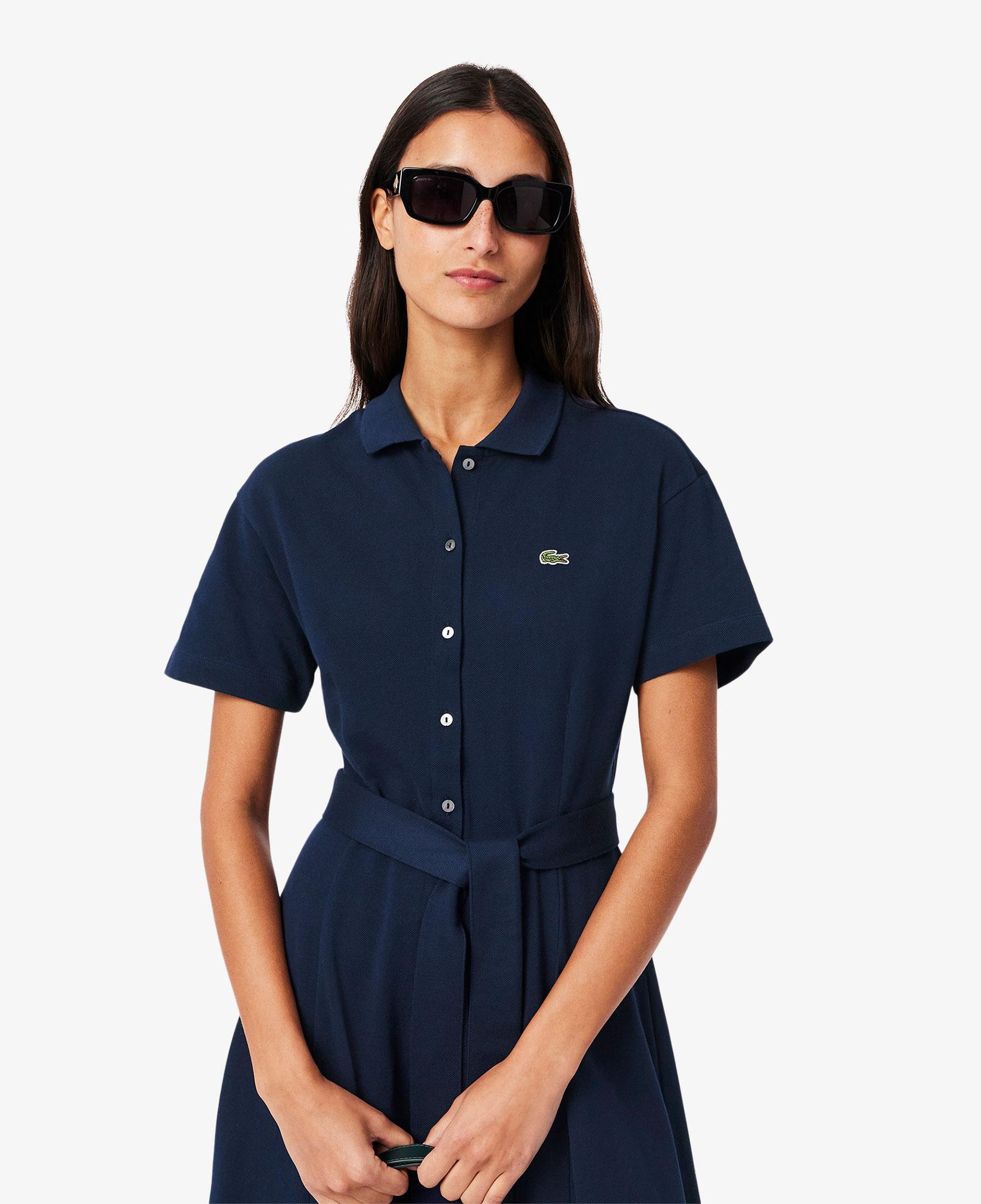 Kadın Flare Fit Kısa Kollu Polo Yaka Lacivert Elbise