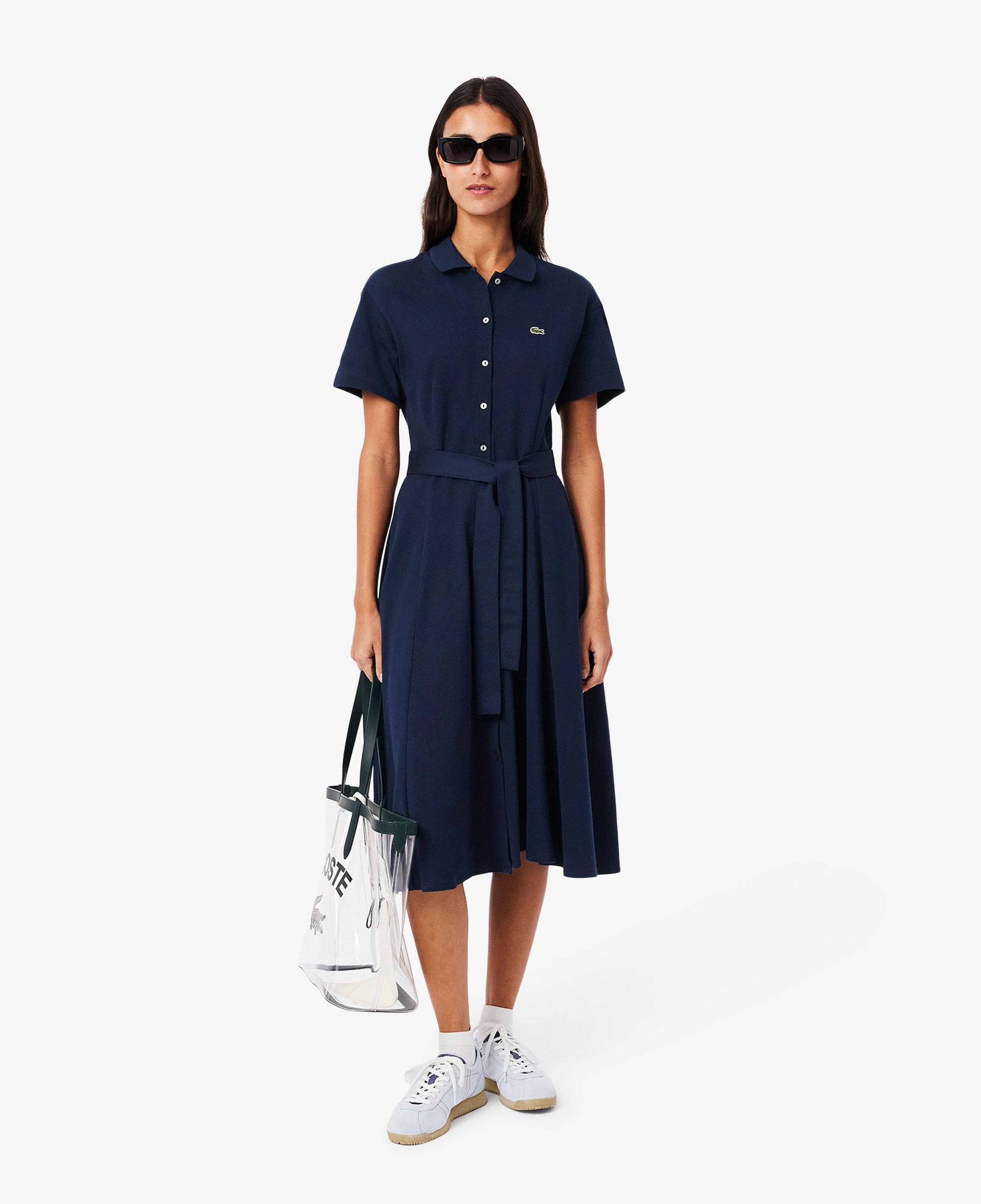 Kadın Flare Fit Kısa Kollu Polo Yaka Lacivert Elbise