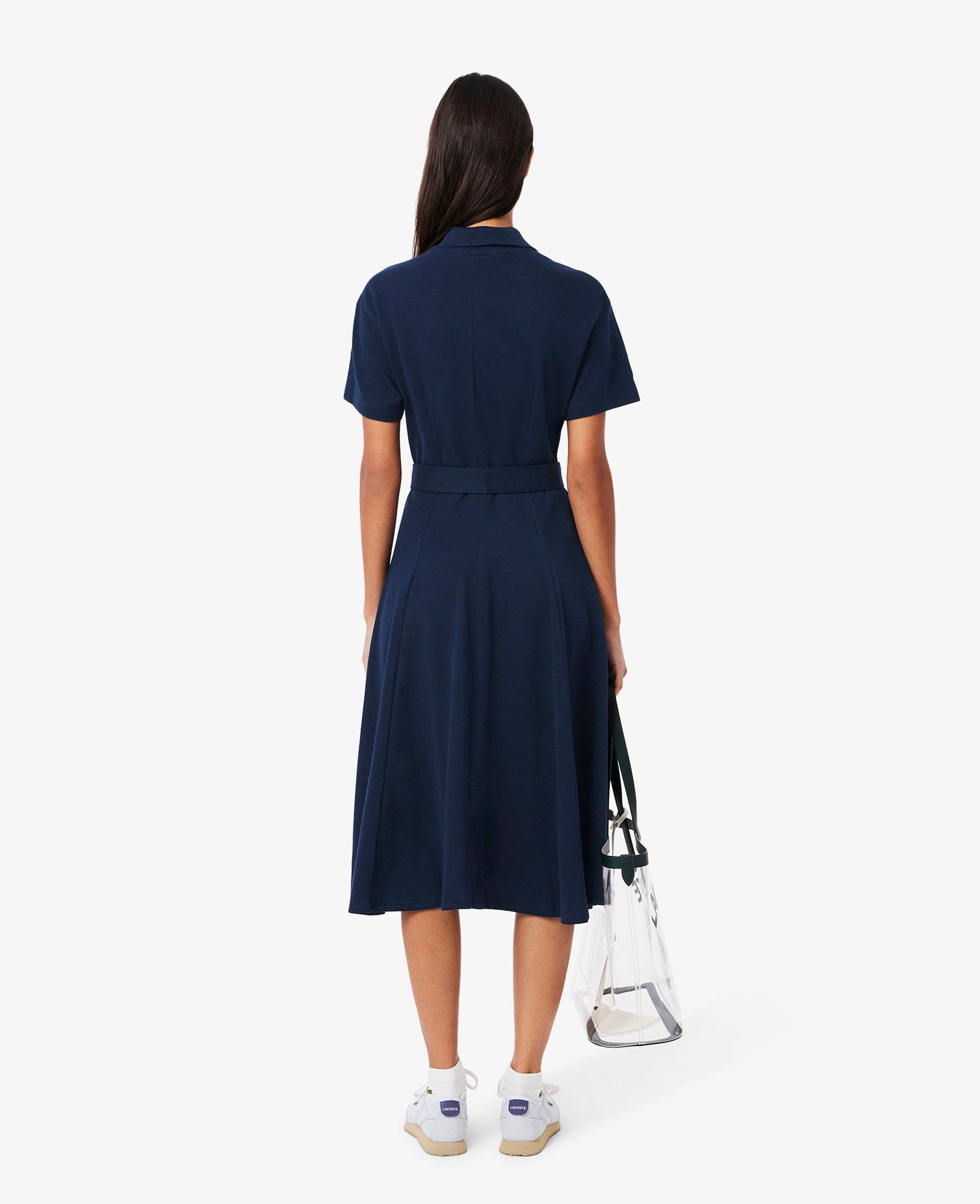 Kadın Flare Fit Kısa Kollu Polo Yaka Lacivert Elbise