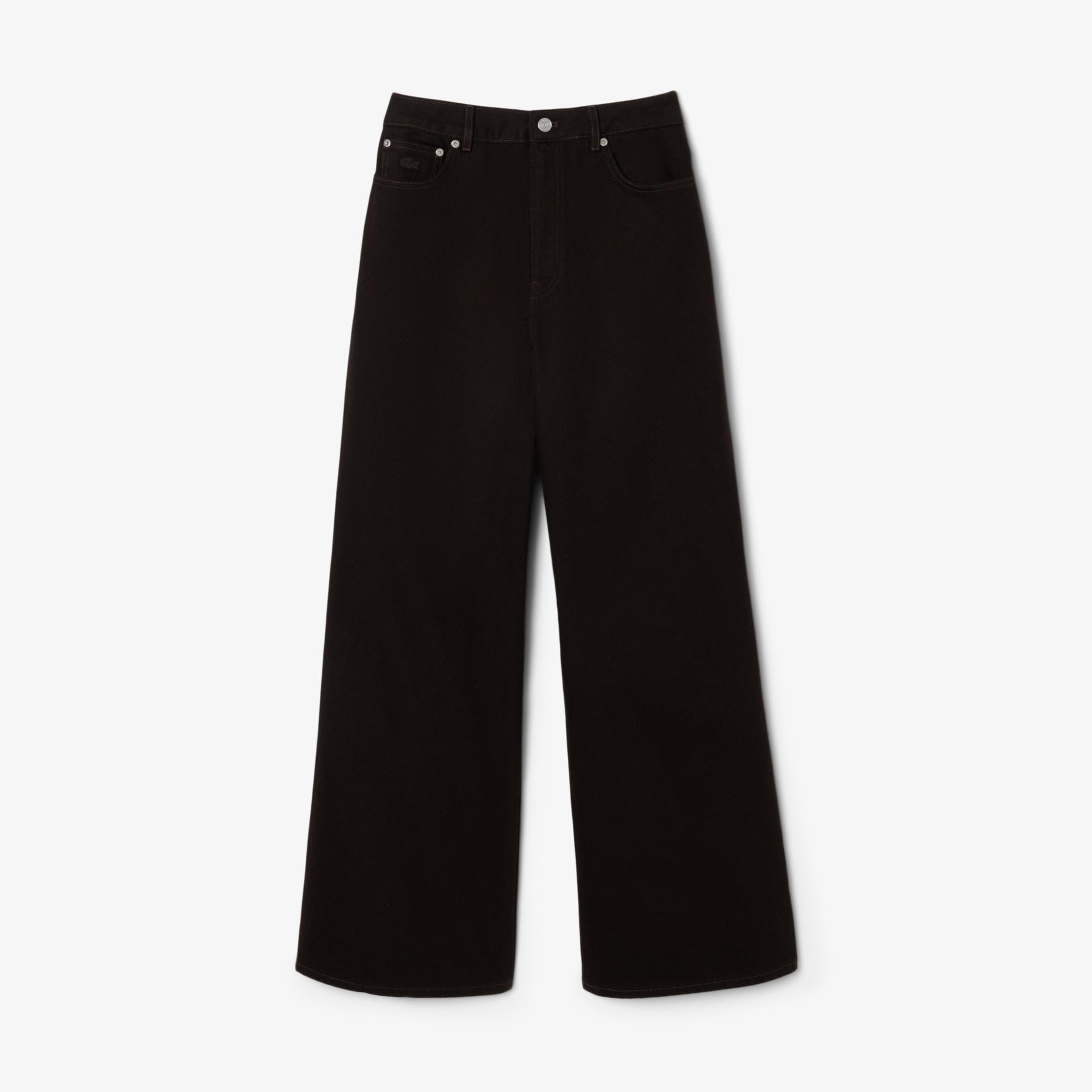 Kadın Wide Leg Koyu Kahverengi Jean Pantolon