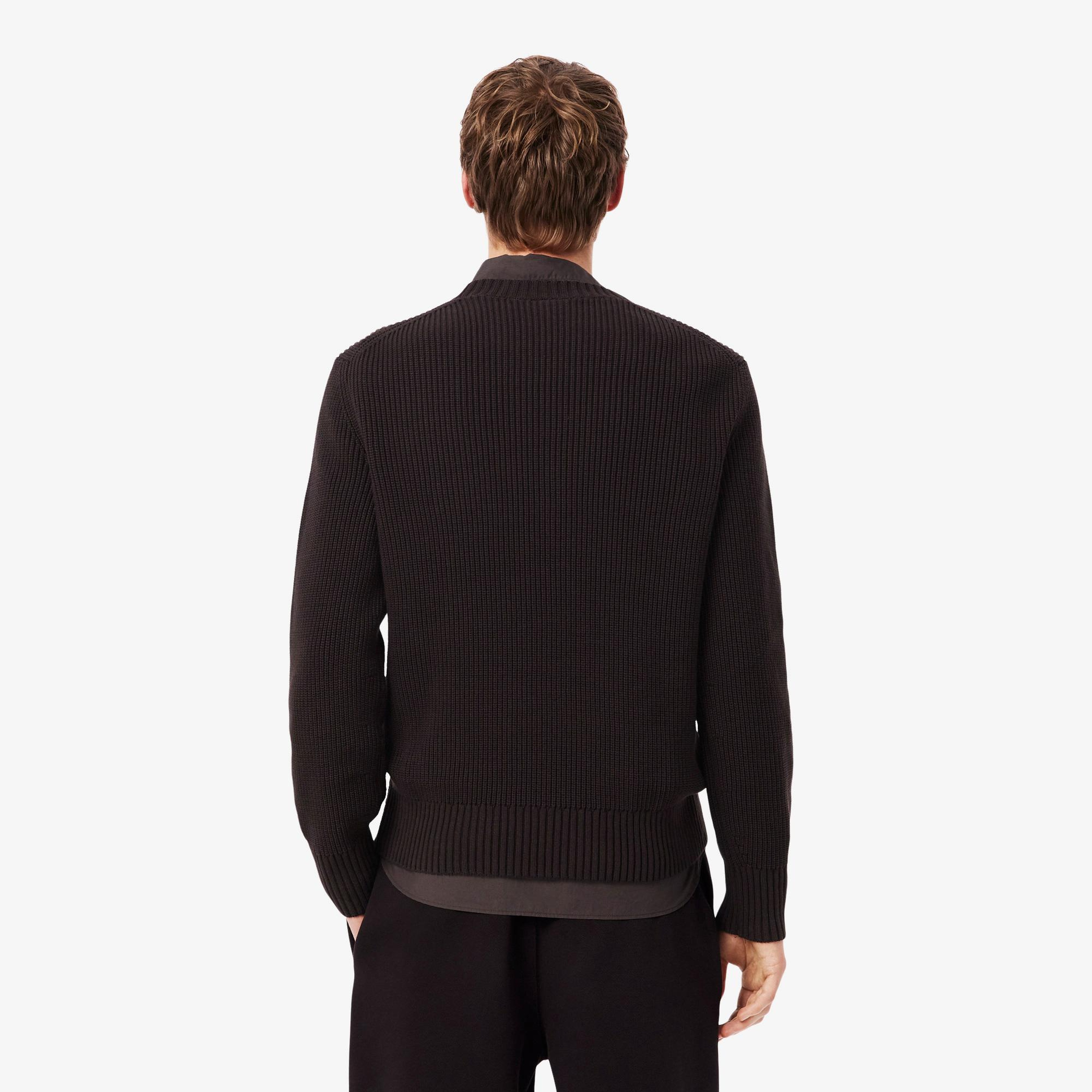 Erkek Classic Fit Bisiklet Yaka Kahverengi Kazak