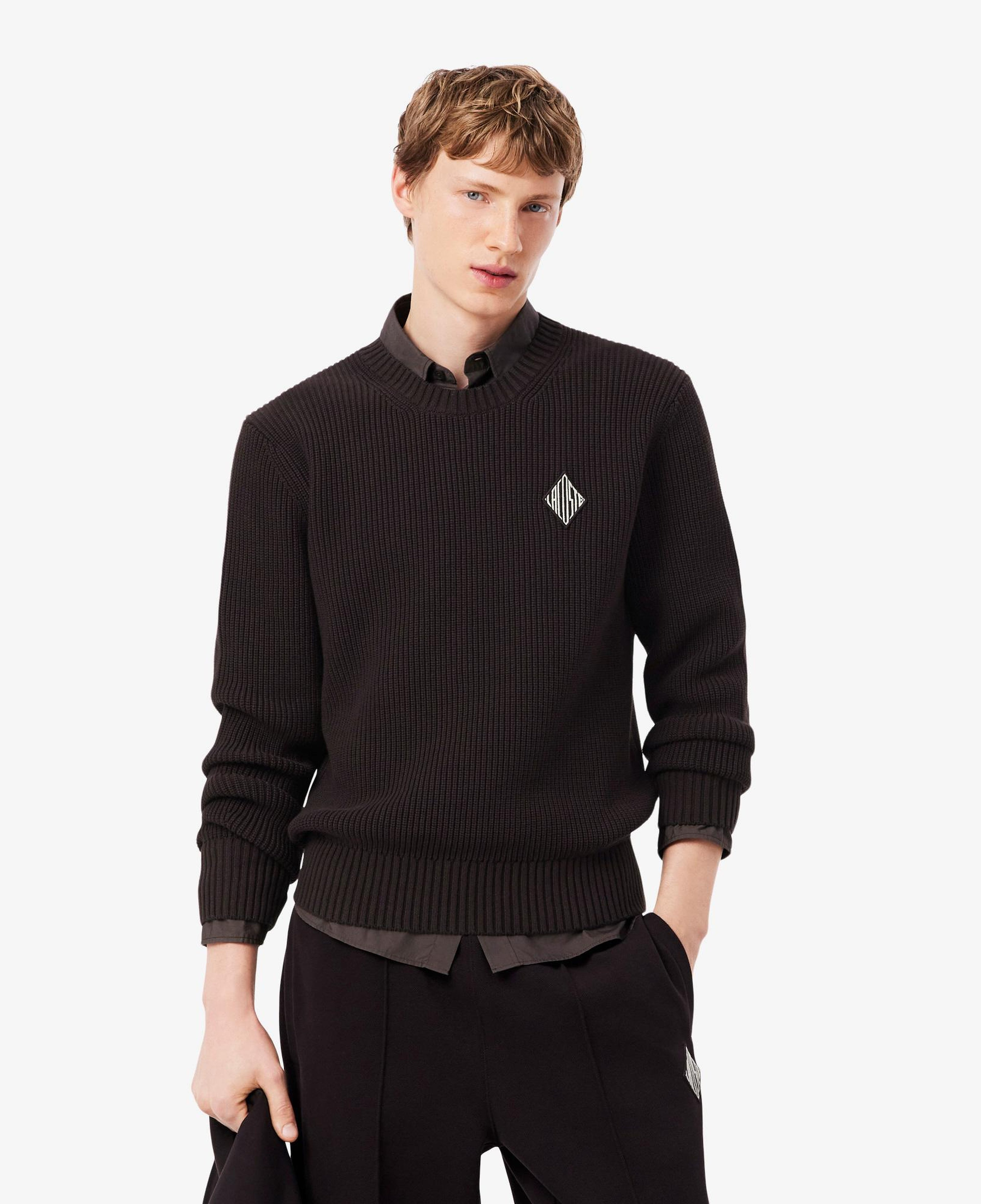 Erkek Classic Fit Bisiklet Yaka Kahverengi Kazak