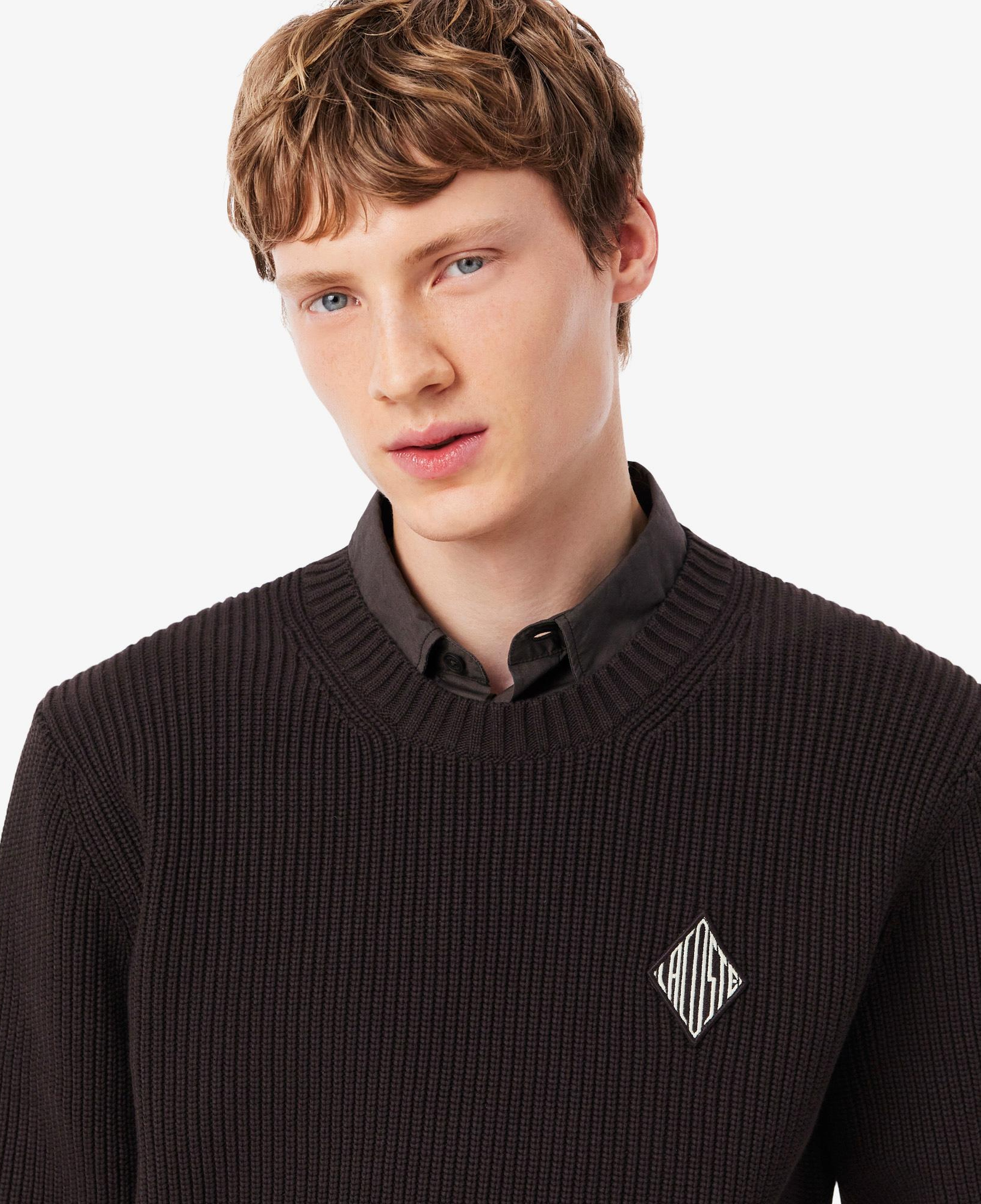 Erkek Classic Fit Bisiklet Yaka Kahverengi Kazak