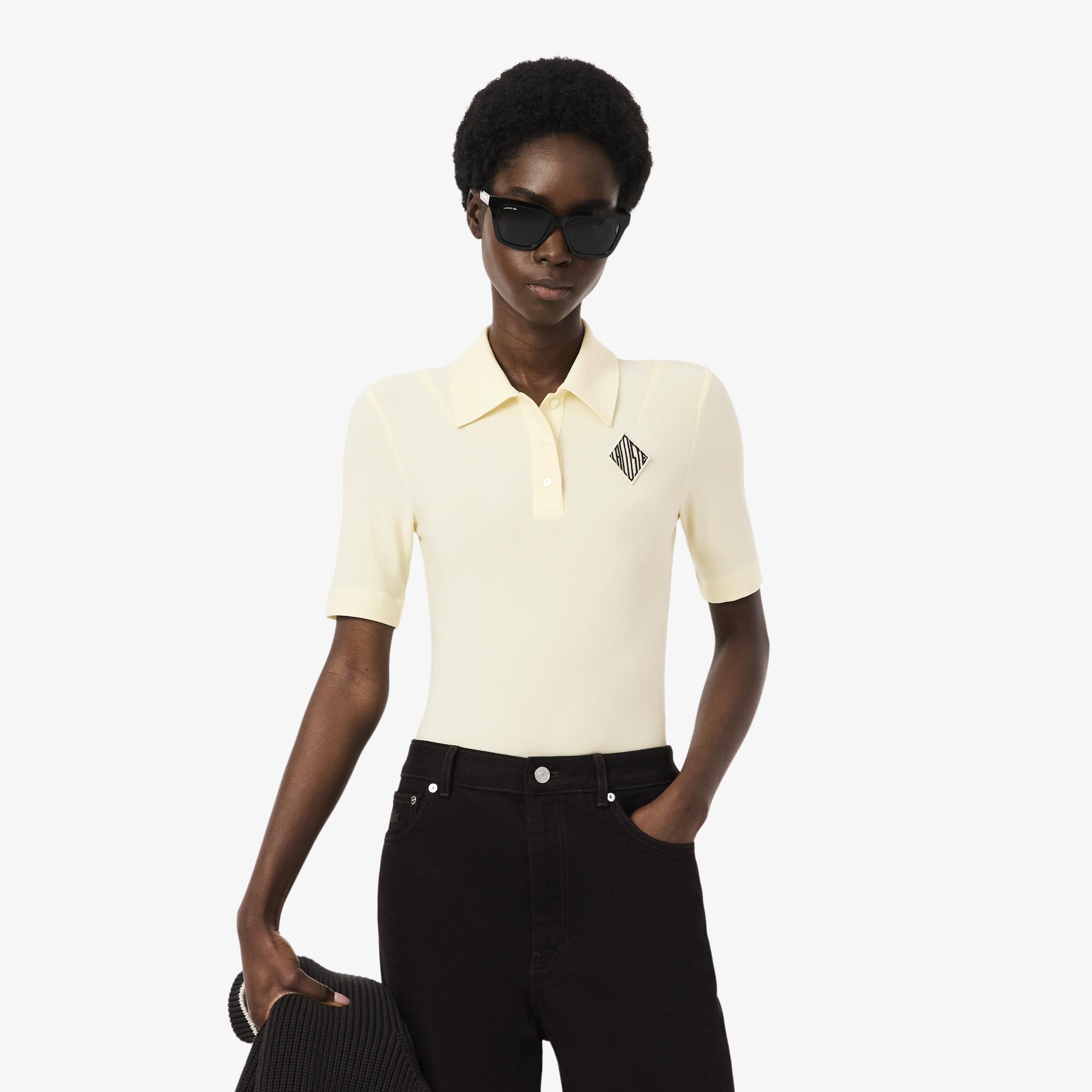 Kadın Slim Fit Sarı Polo