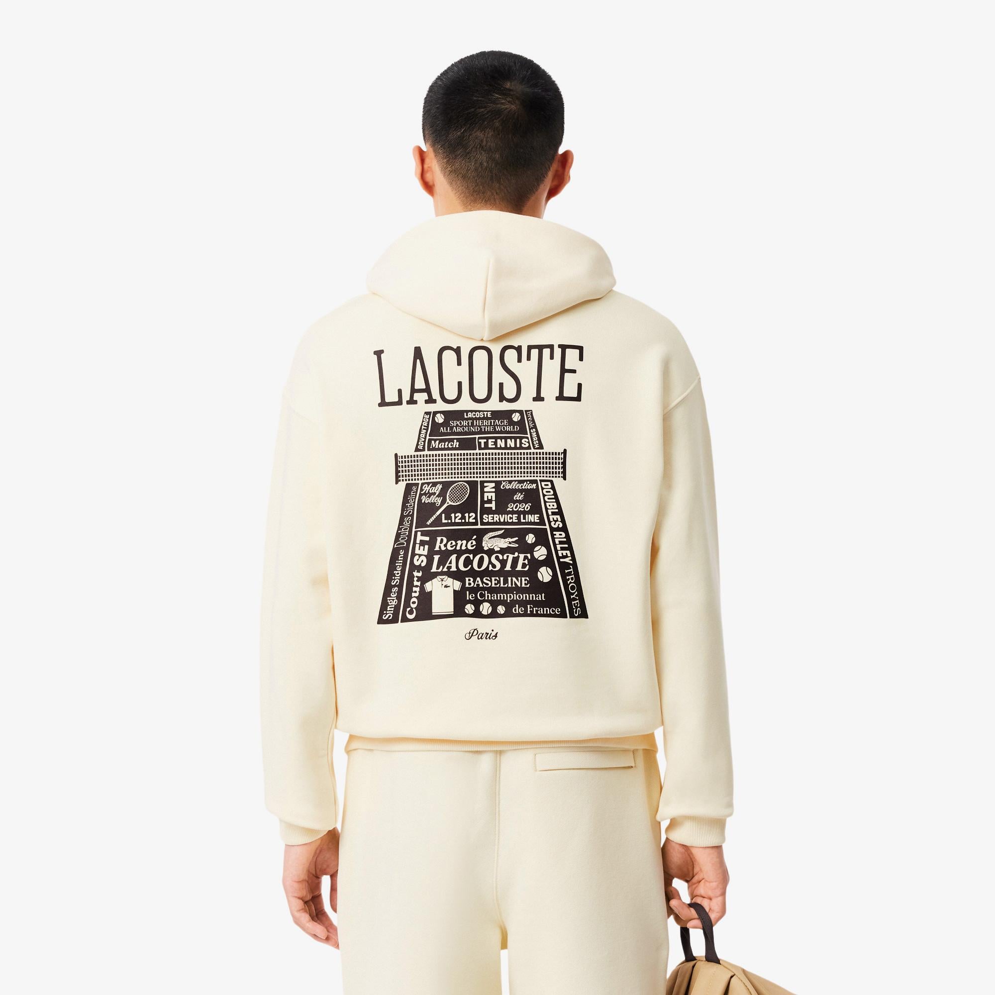 Erkek Loose Fit Kapüşonlu Baskılı Sarı Sweatshirt