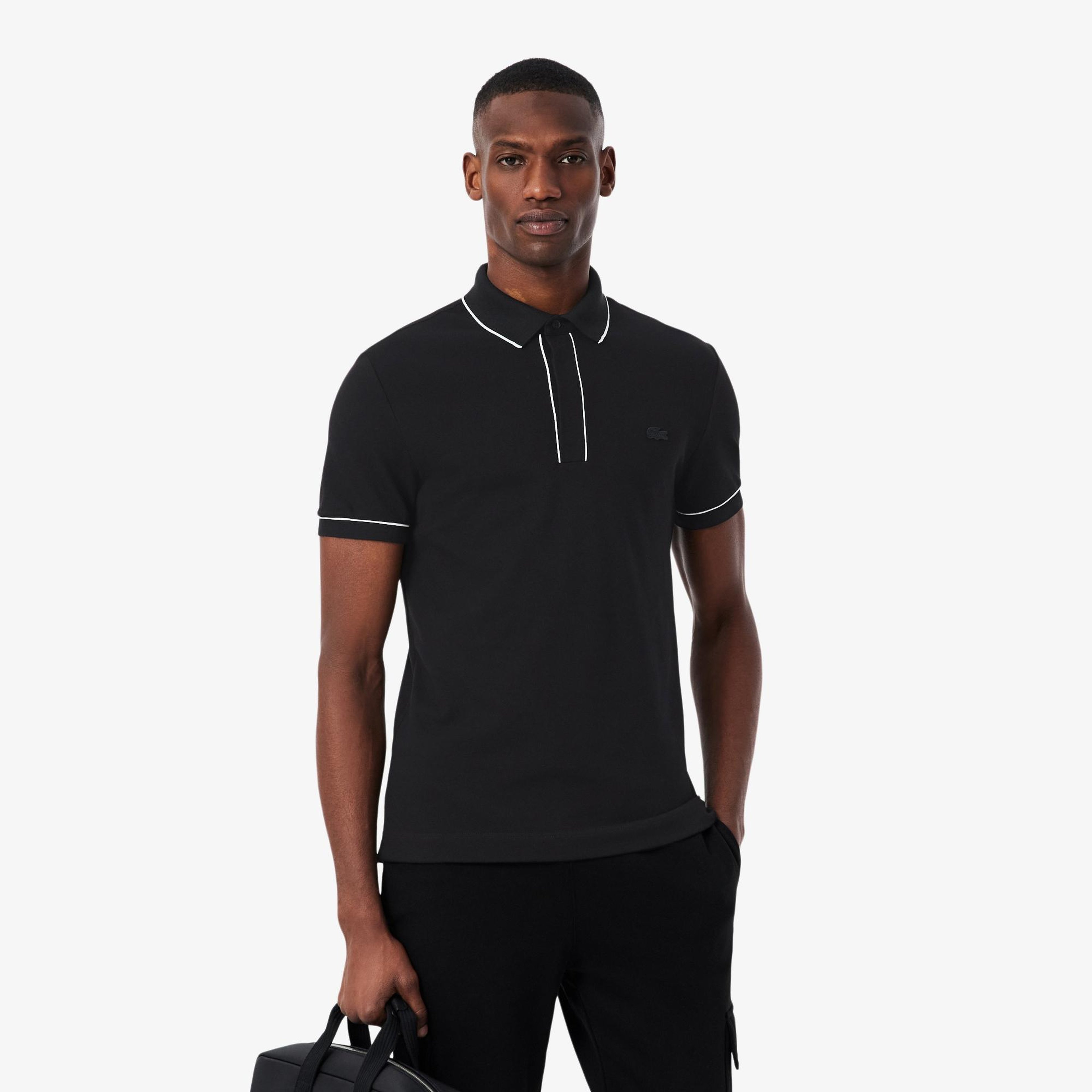 Erkek Regular Fit Organik Pamuk Siyah Paris Polo