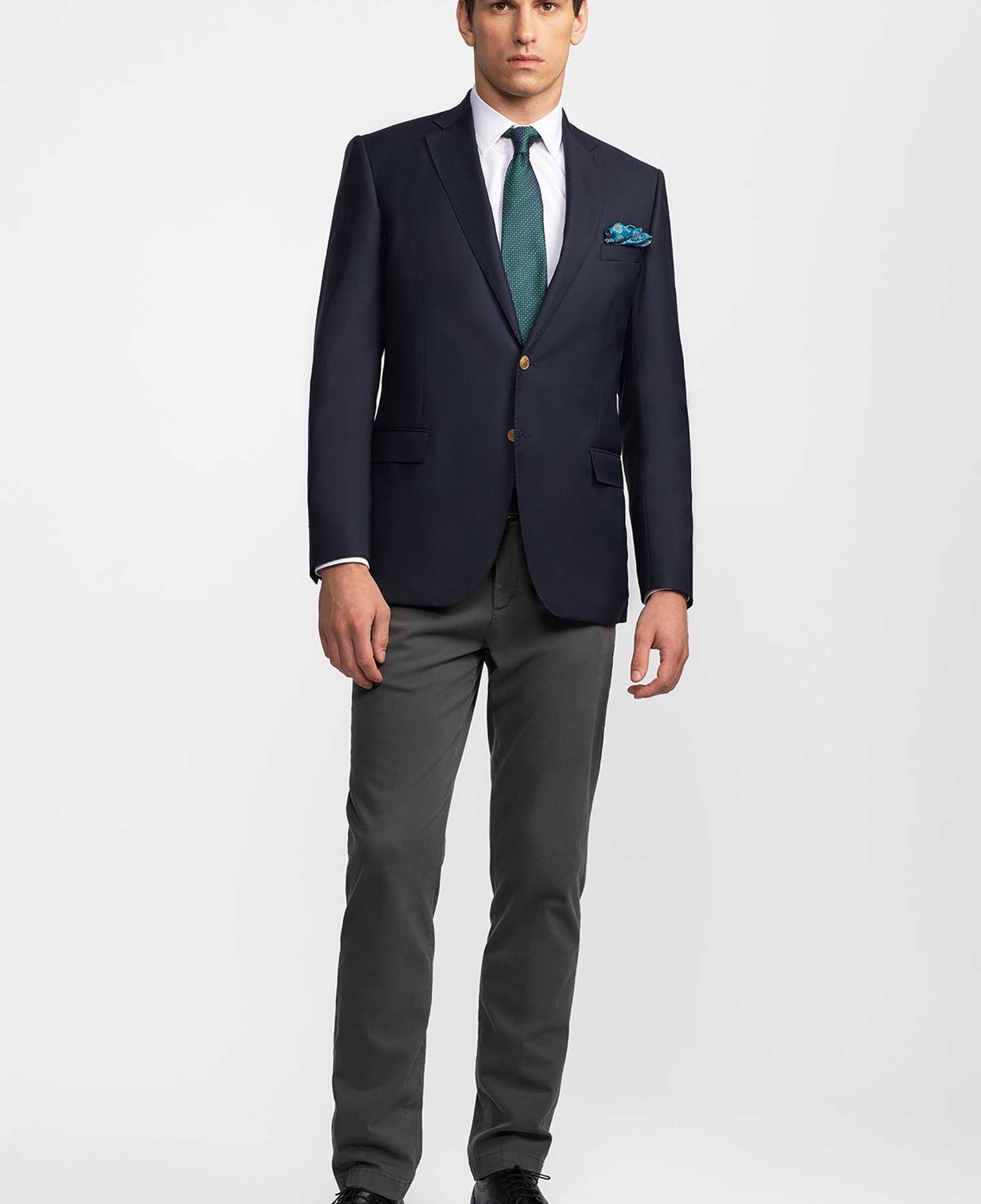 Erkek Lacivert Mono Yaka Yün Delfino Blazer Ceket