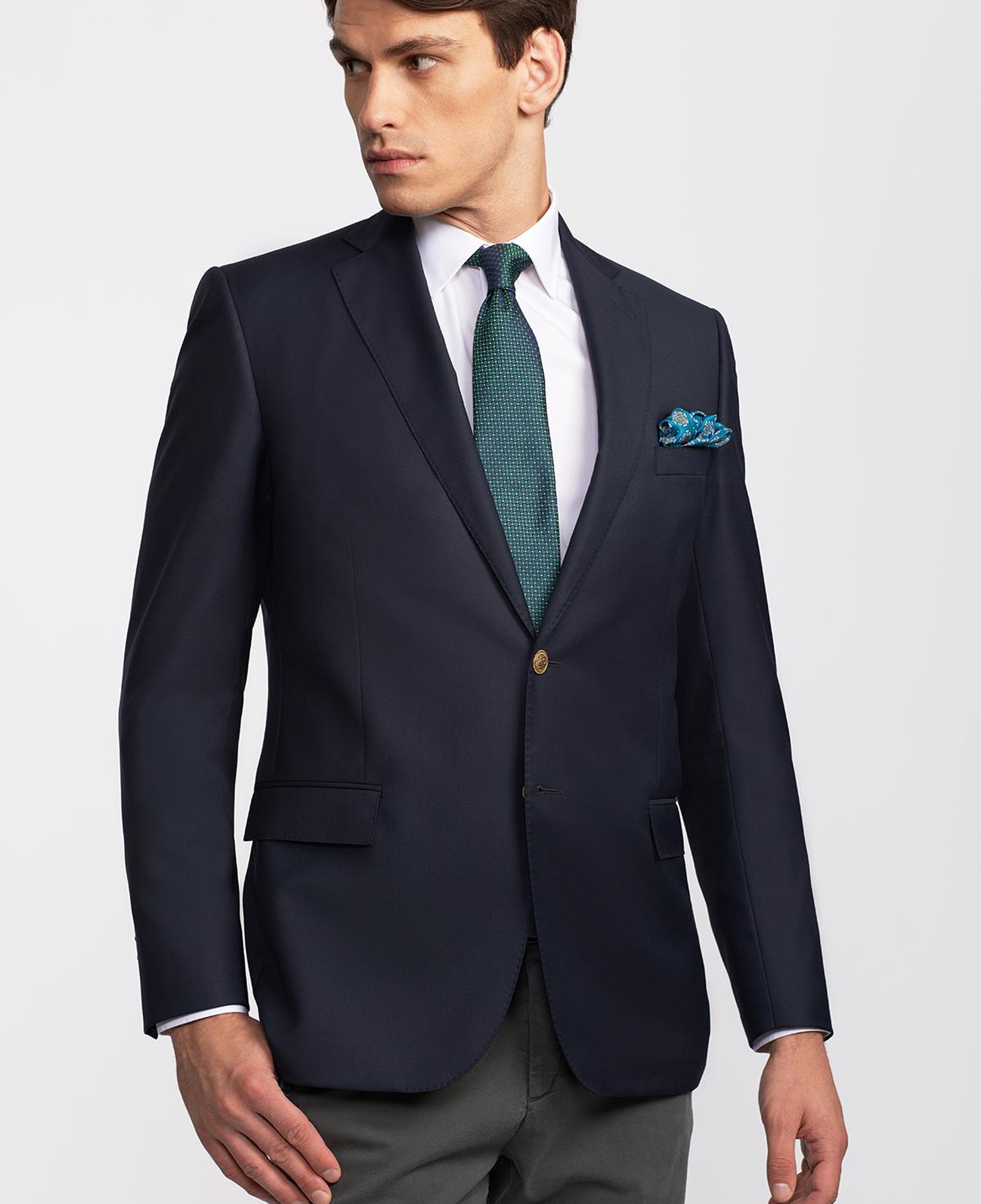 Erkek Lacivert Mono Yaka Yün Delfino Blazer Ceket