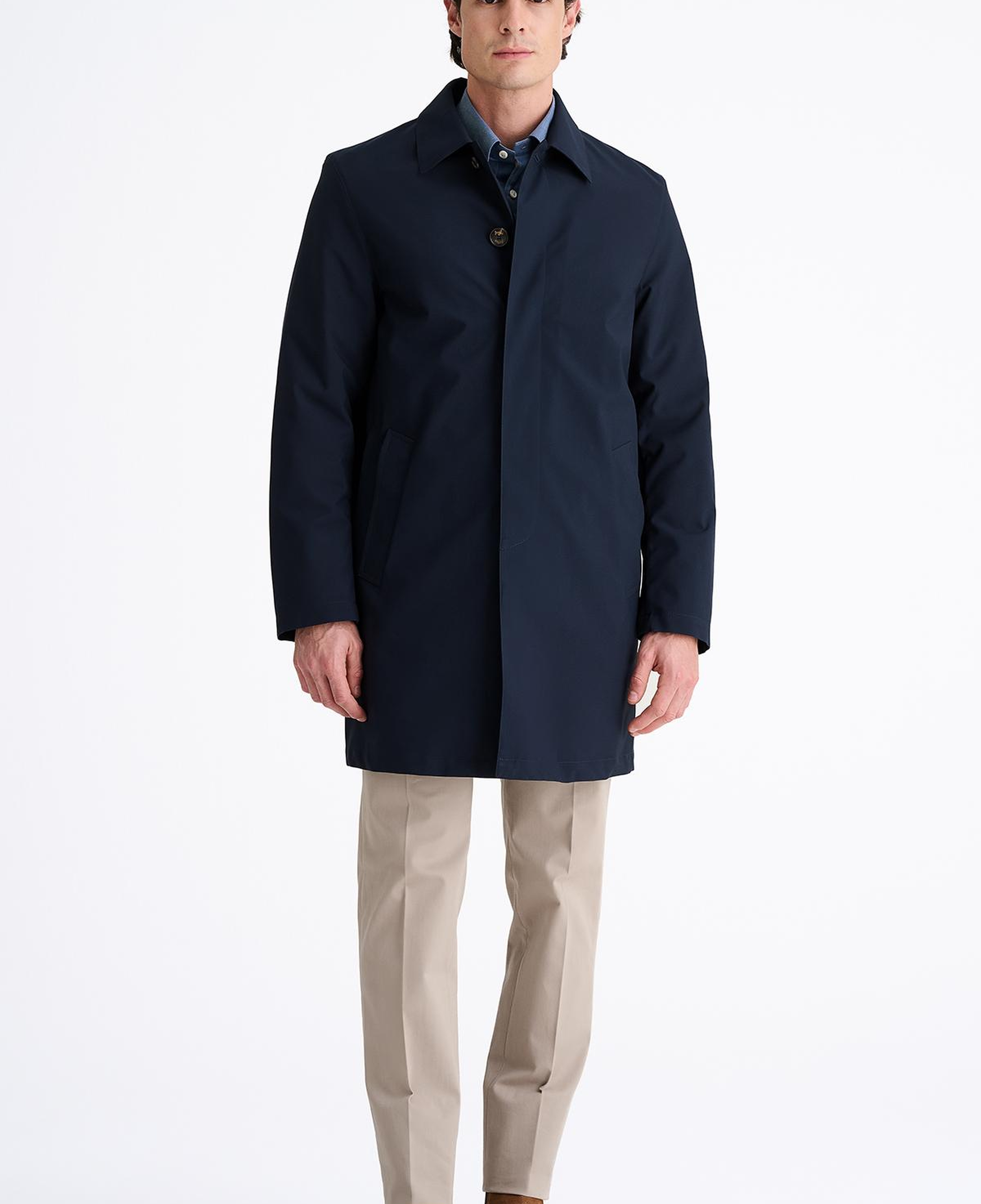 Erkek Lacivert Su Geçirmez Trençkot
