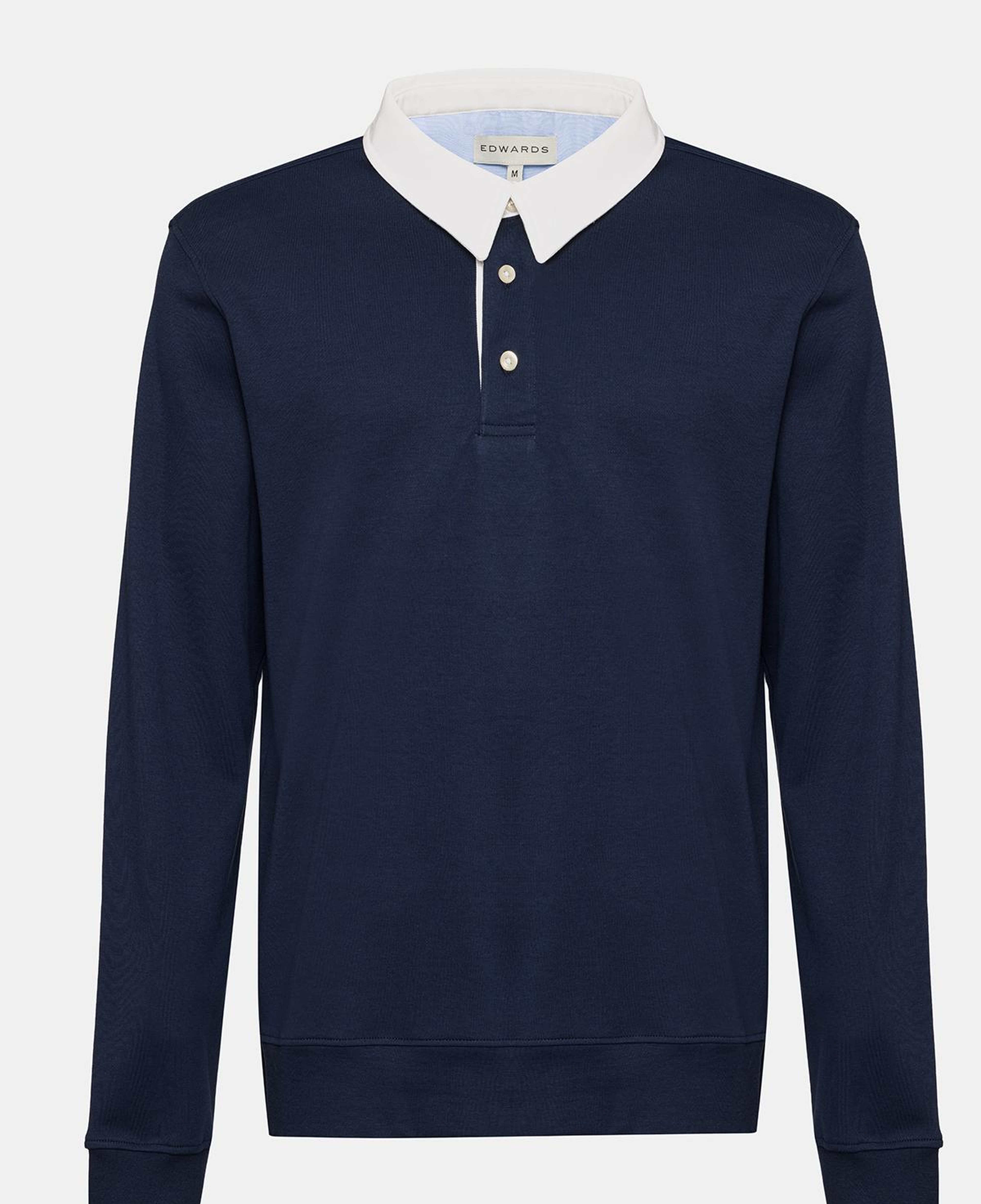 Erkek Lacivert Polo Yaka Organik Pamuklu Rugby Sweatshirt