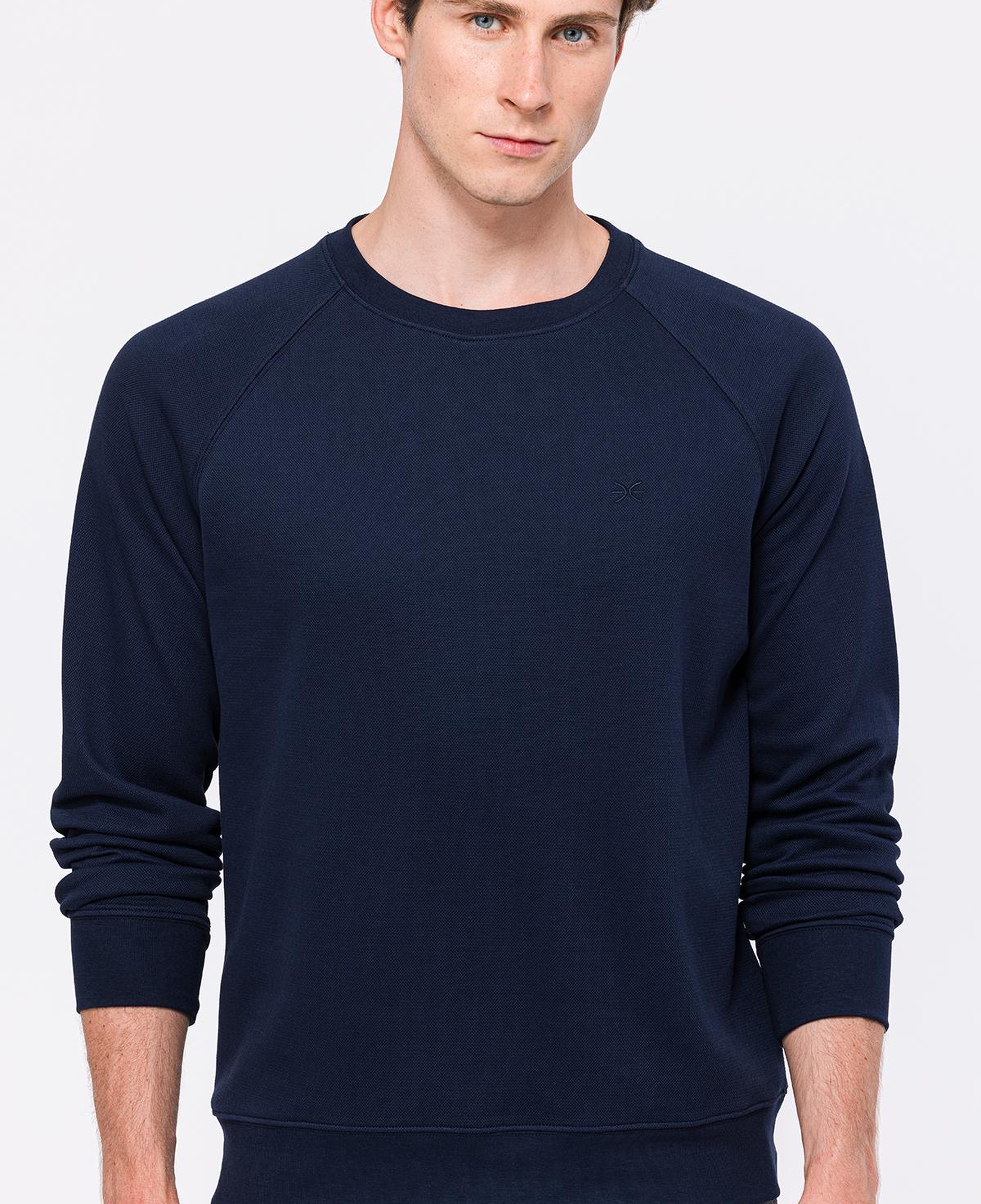 Erkek Lacivert Bisiklet Yaka Organik Pamuklu Sweatshirt