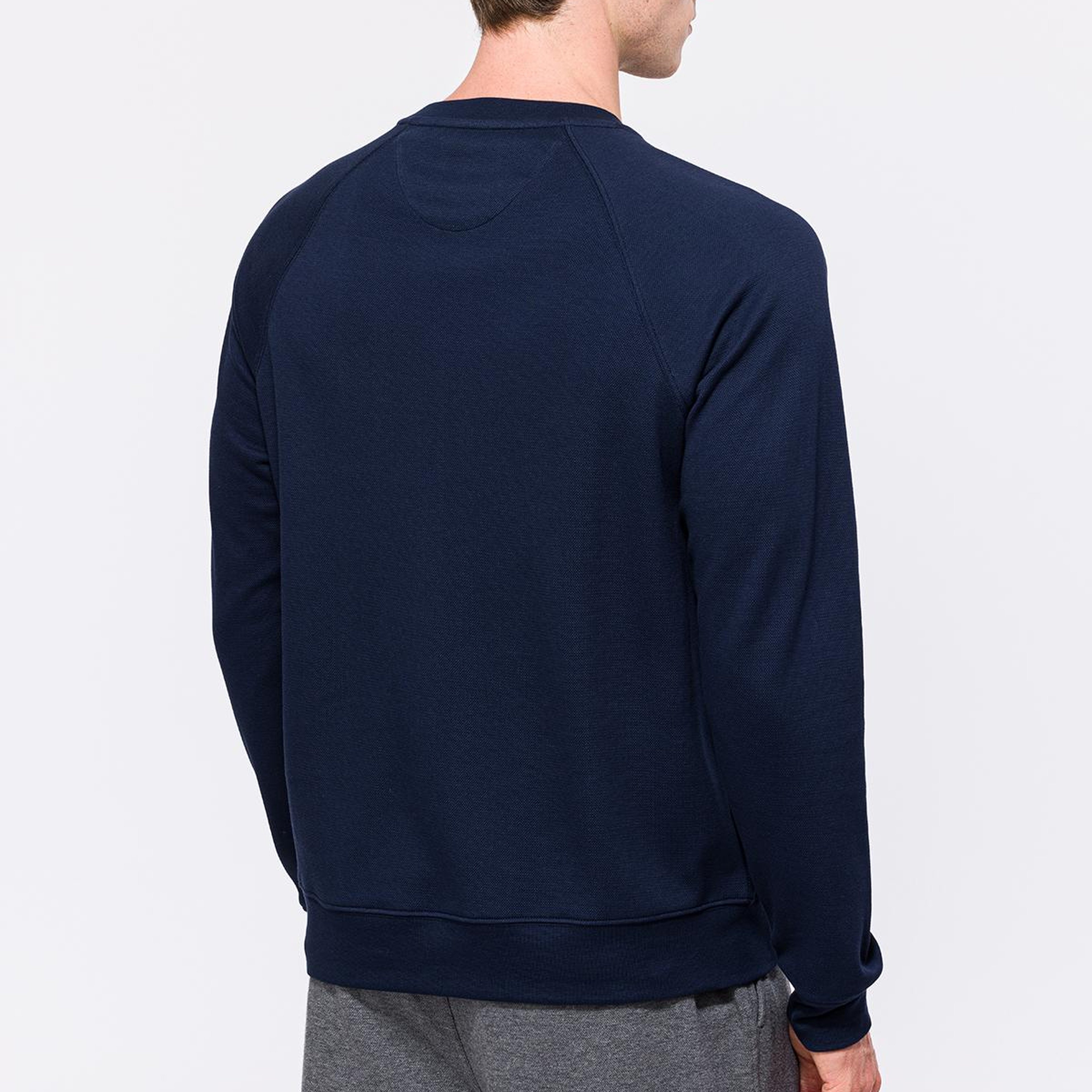 Erkek Lacivert Bisiklet Yaka Organik Pamuklu Sweatshirt