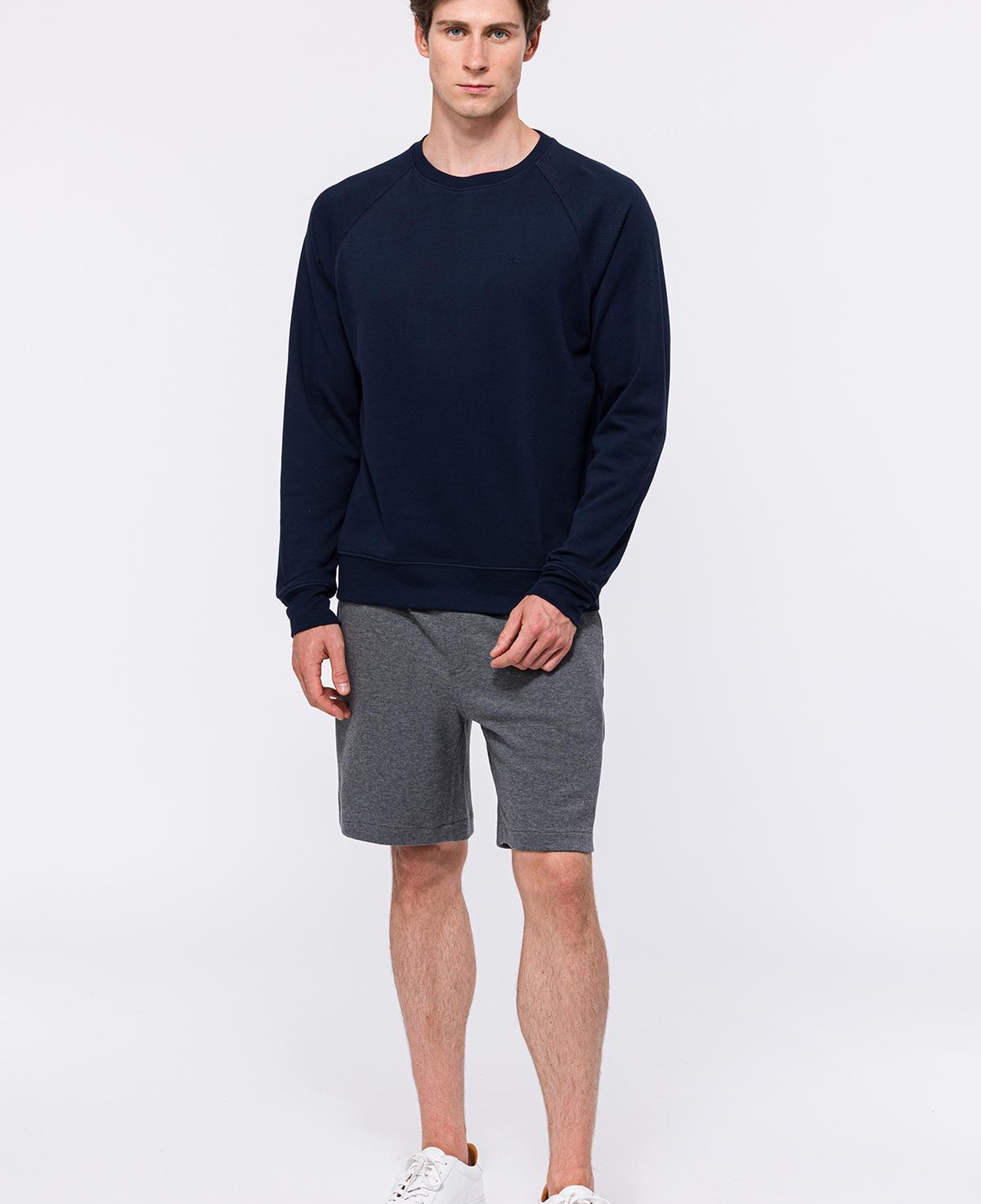Erkek Lacivert Bisiklet Yaka Organik Pamuklu Sweatshirt