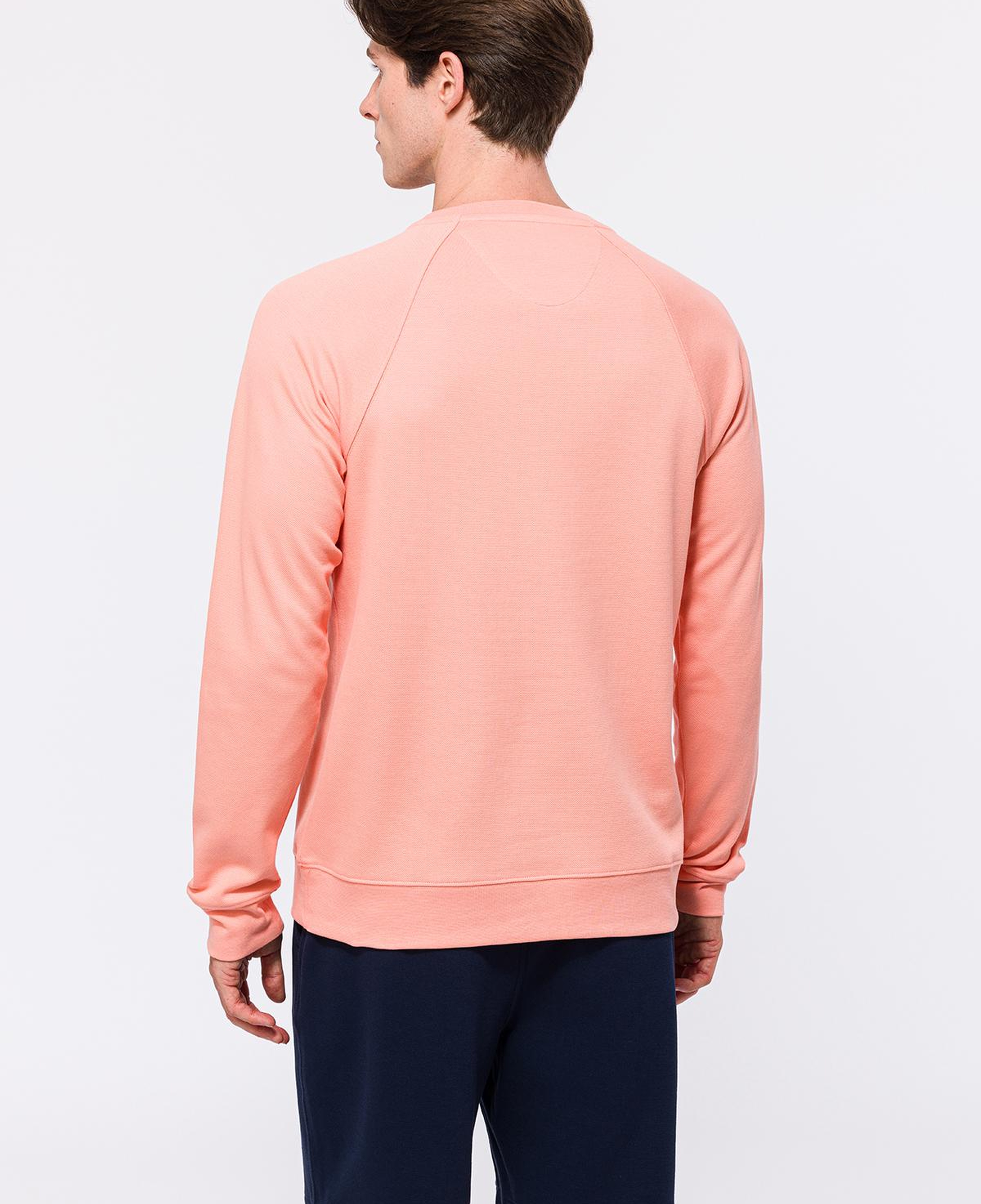 Erkek Pembe Bisiklet Yaka Organik Pamuklu Sweatshirt