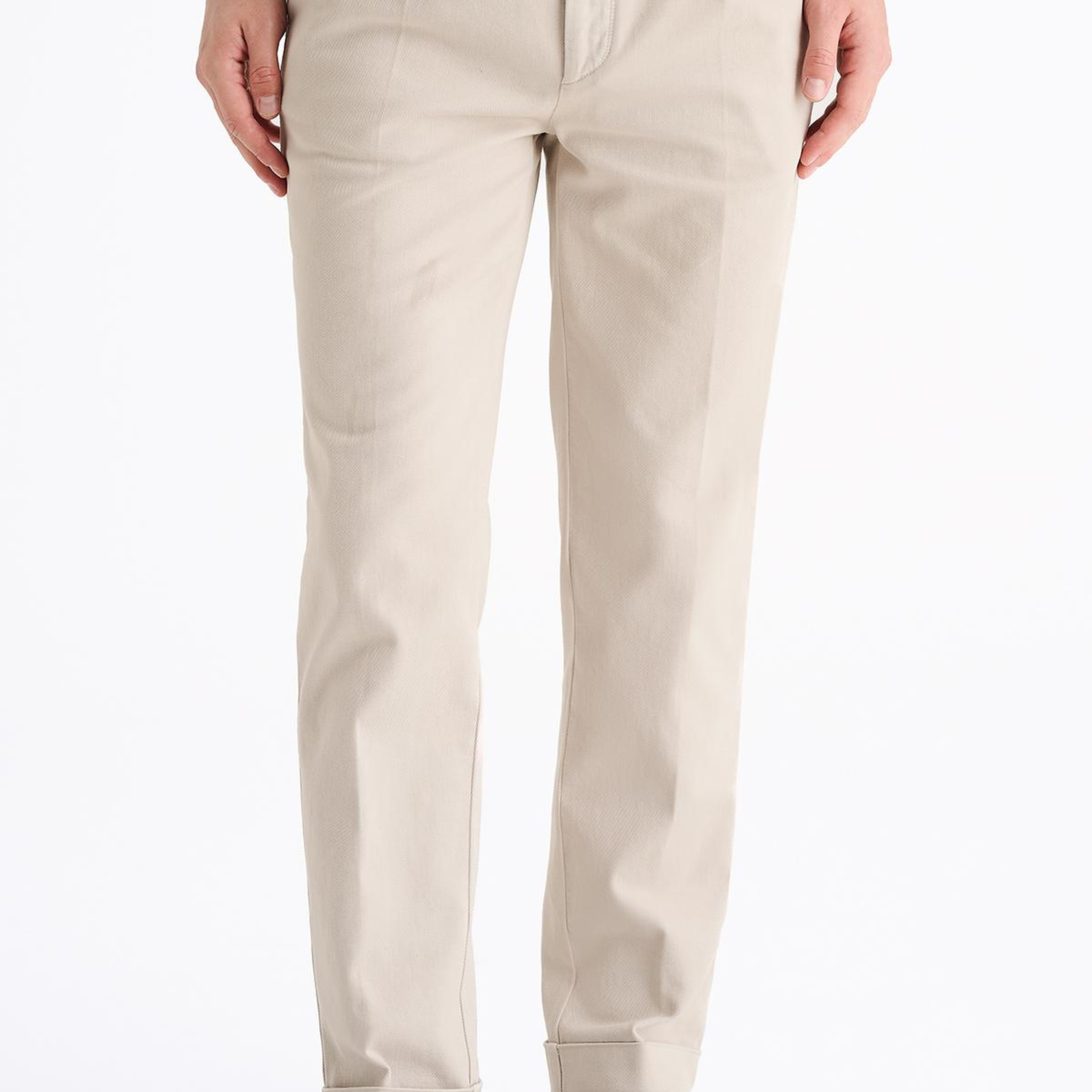Erkek Bej Slim Fit Chino Pantolon