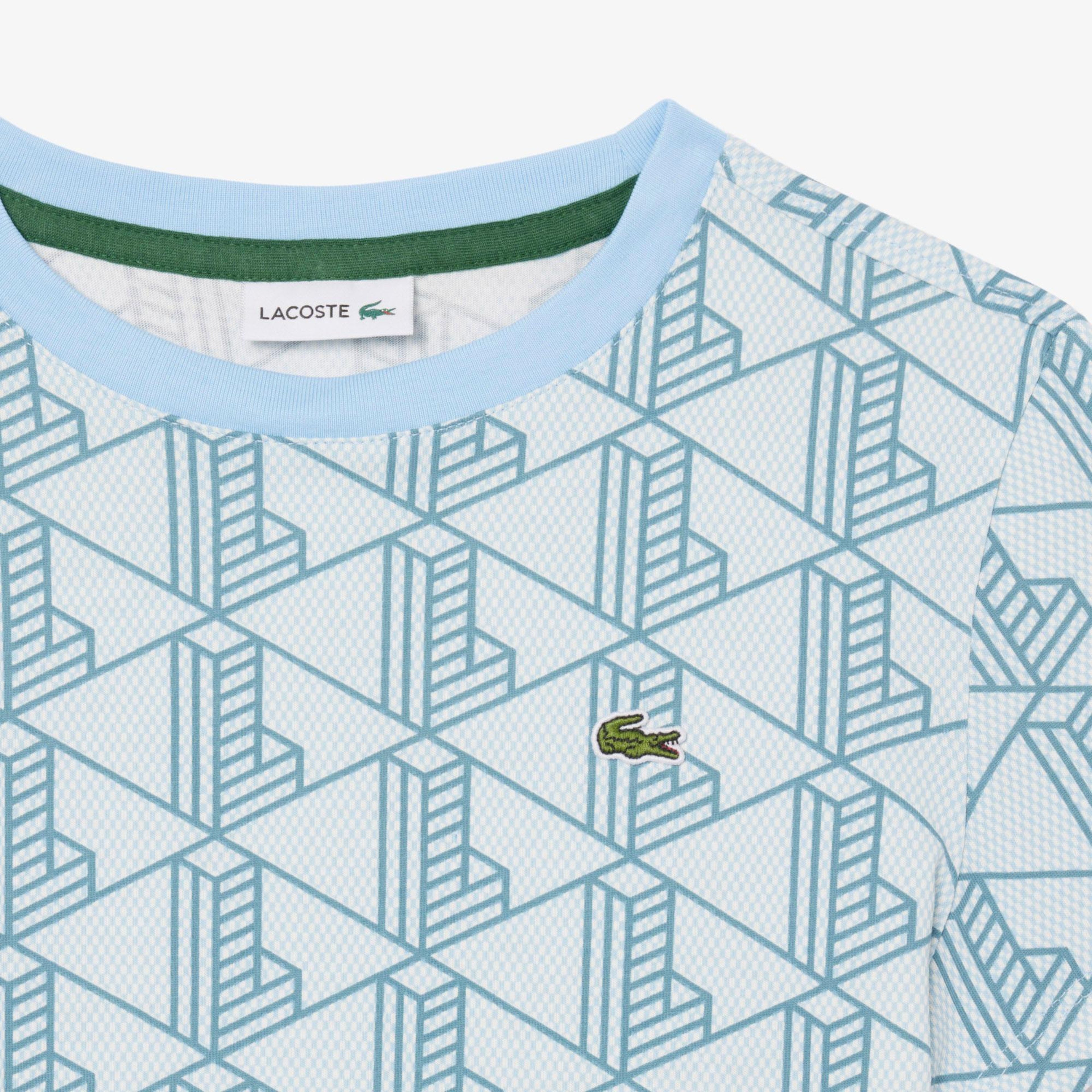 Çocuk Bisiklet Yaka Monogram Mavi T-Shirt