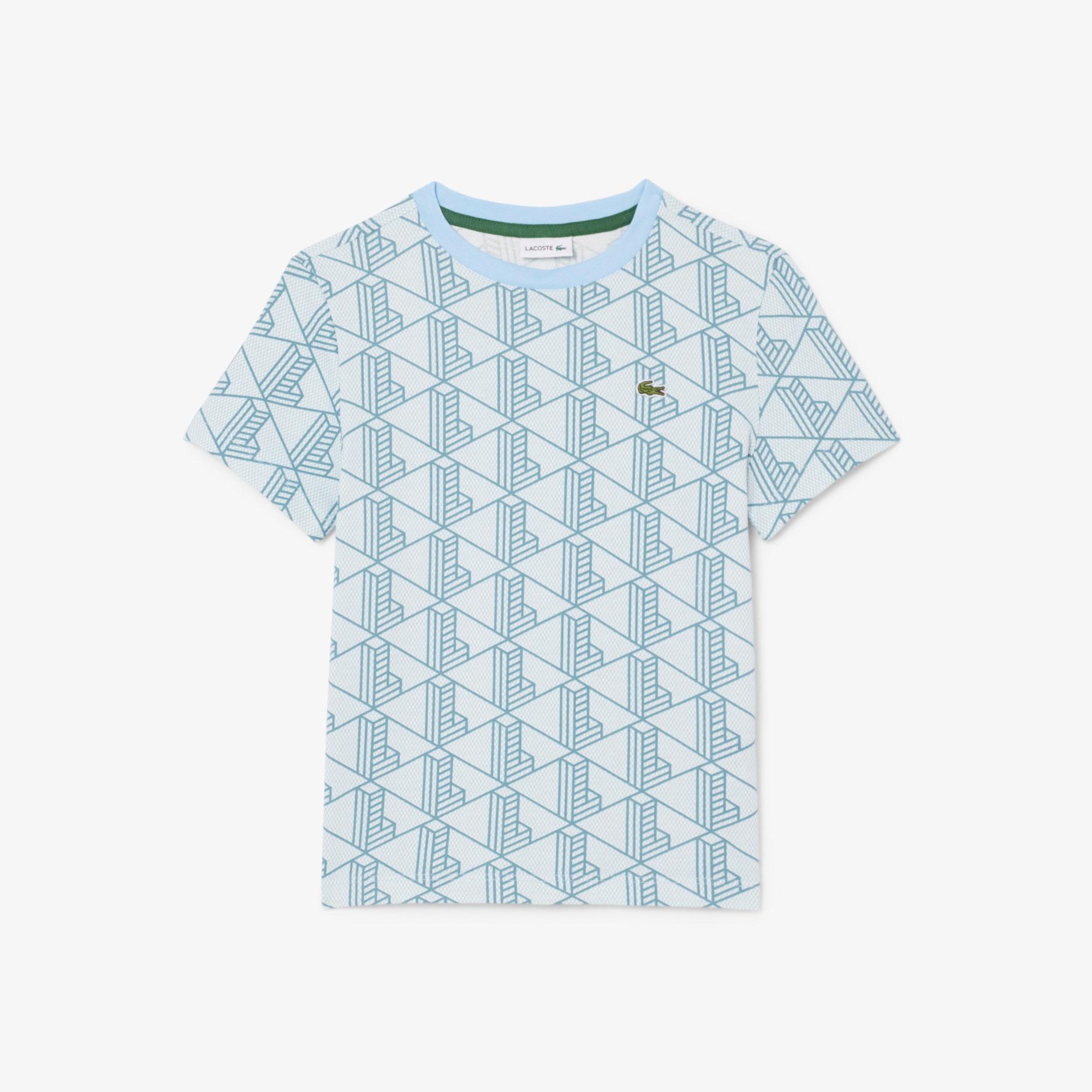 Çocuk Bisiklet Yaka Monogram Mavi T-Shirt