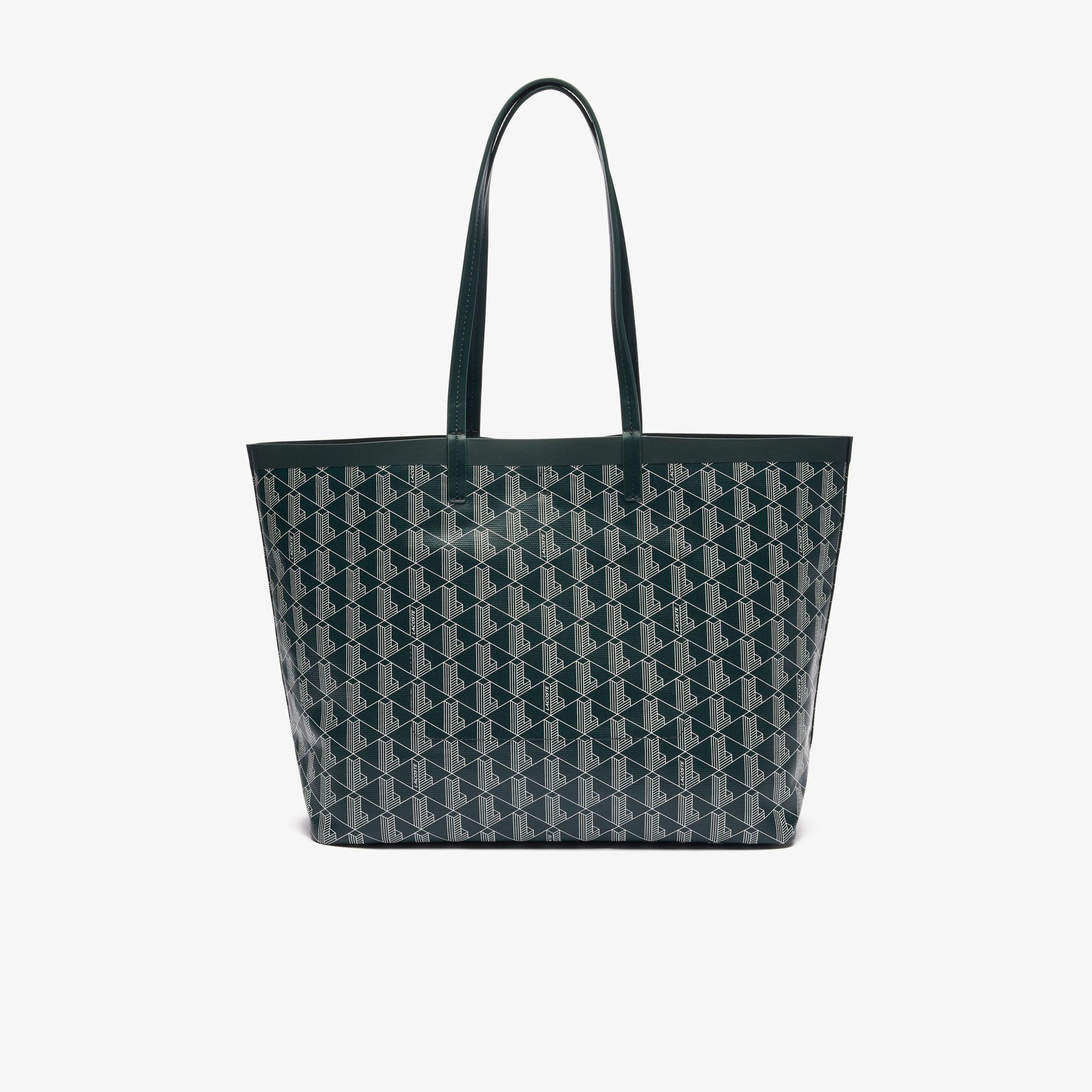 Zely Canvas Kadın Monogram Koyu Yeşil Omuz Çantası