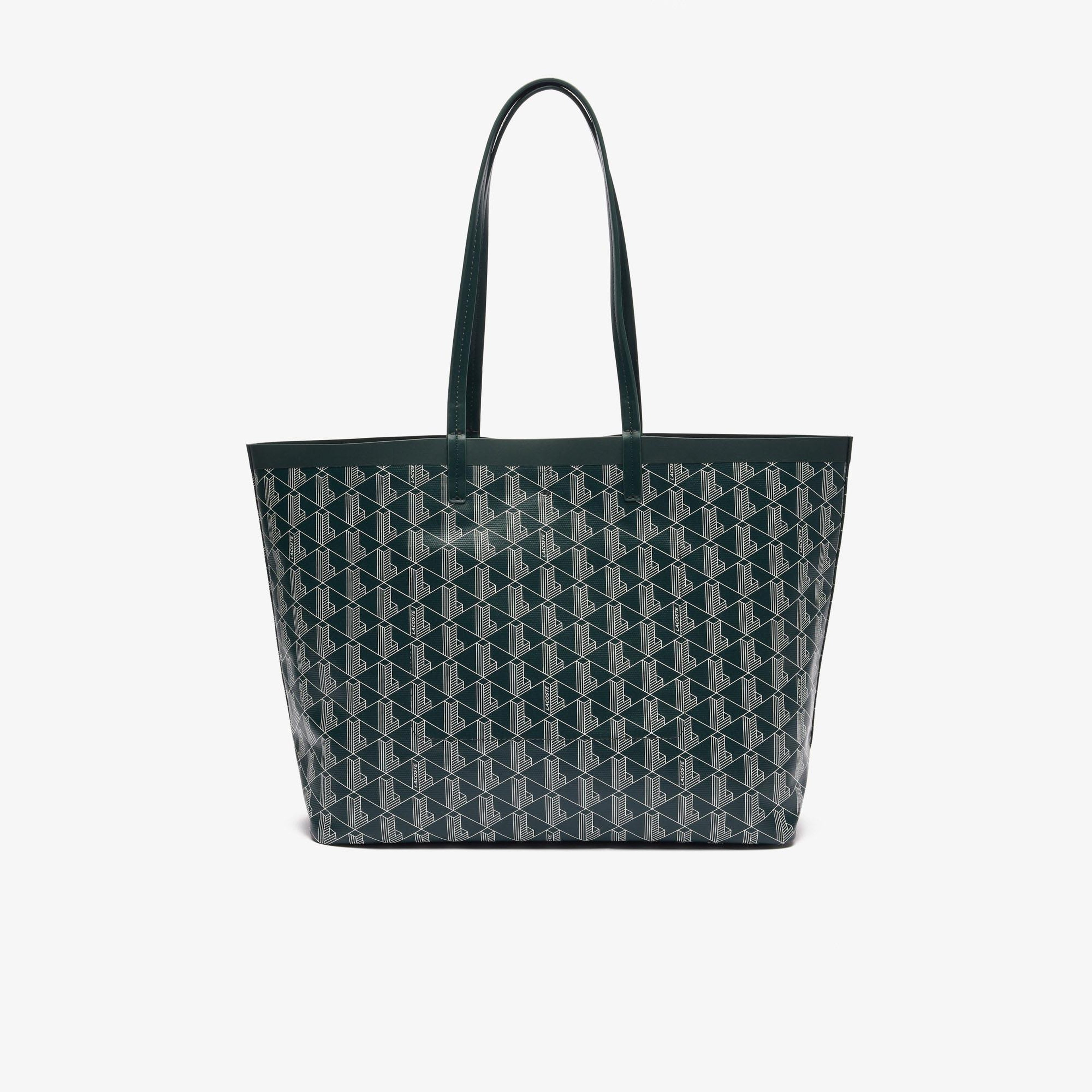 Zely Canvas Kadın Monogram Koyu Yeşil Omuz Çantası