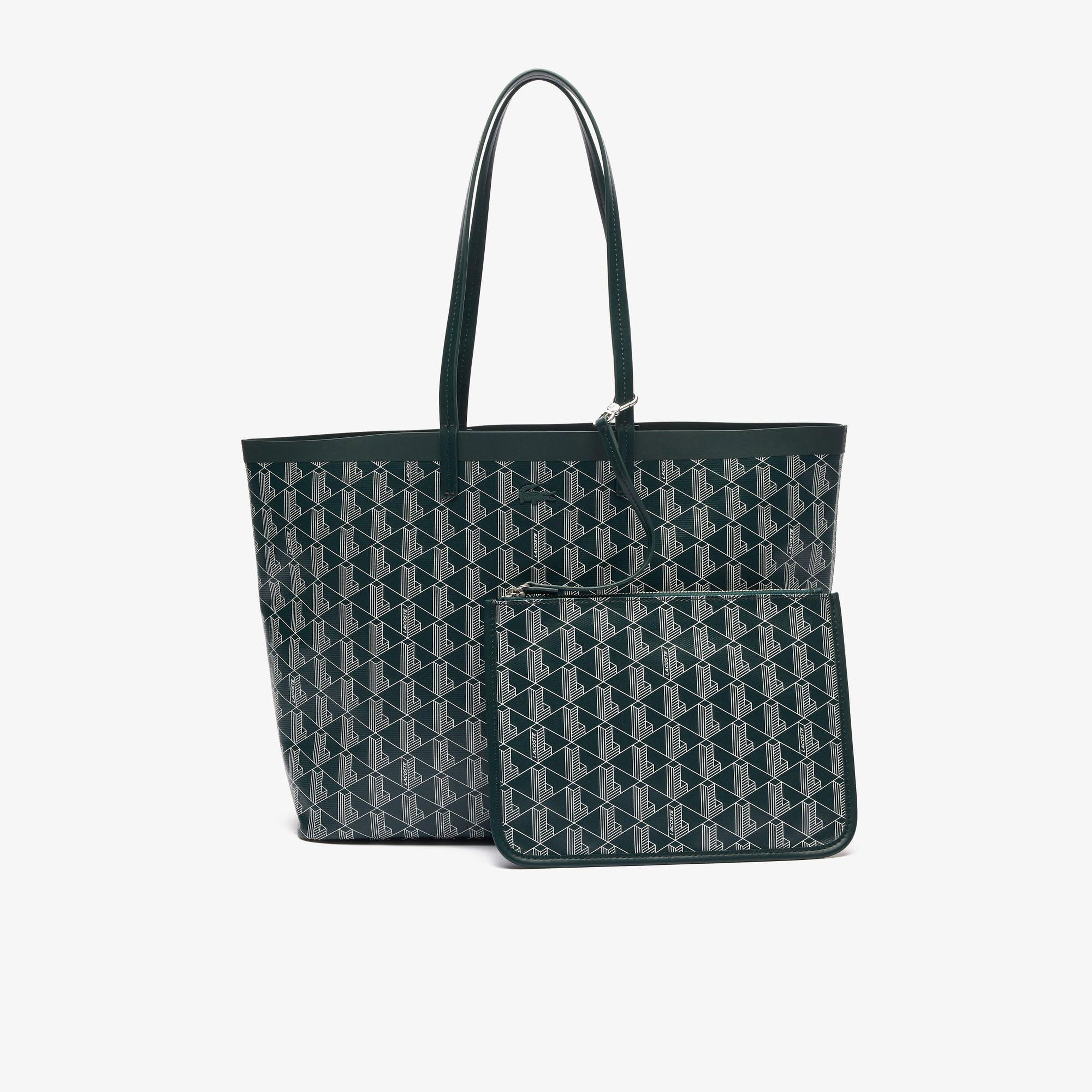 Zely Canvas Kadın Monogram Koyu Yeşil Omuz Çantası