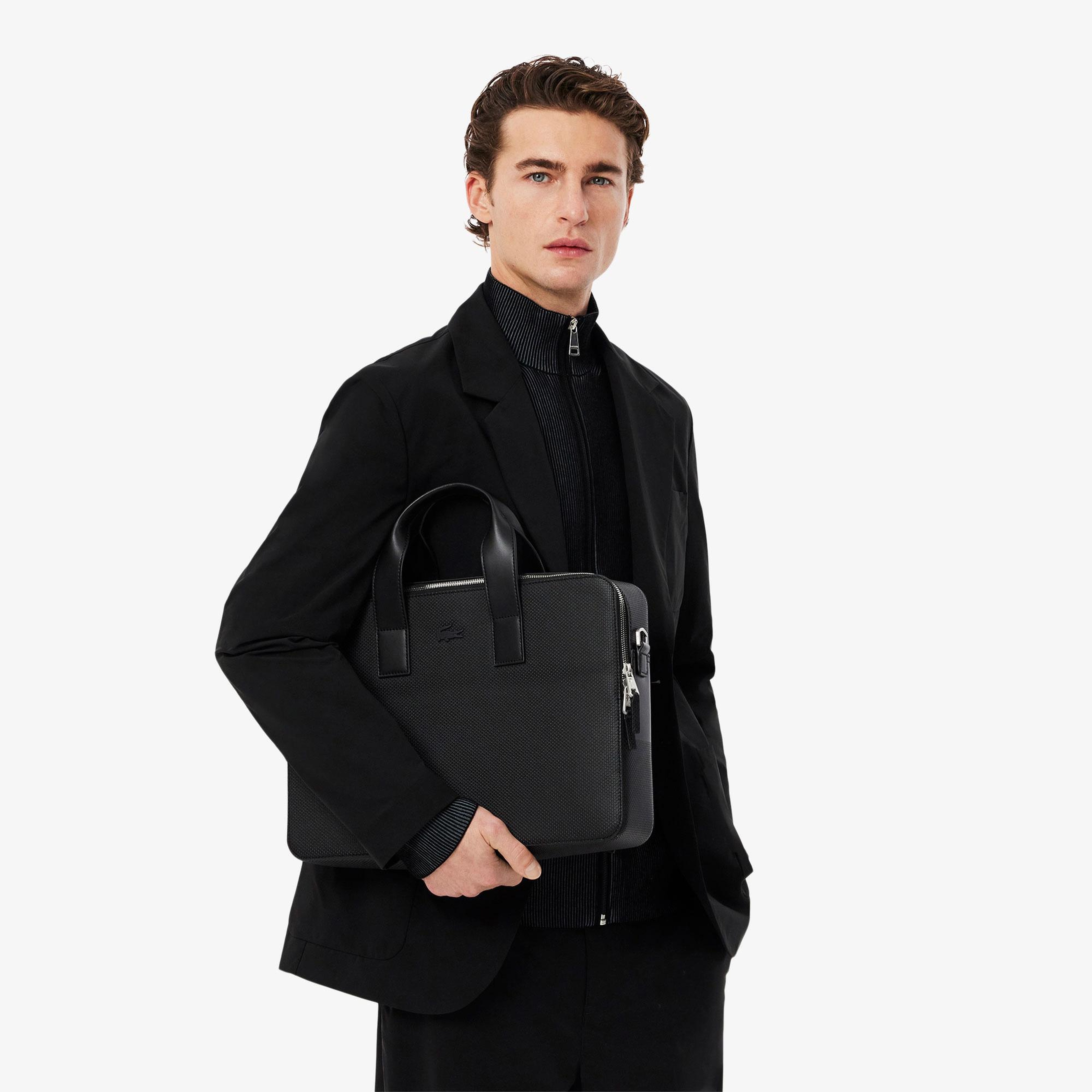 Lacoste Chantaco Erkek Deri Siyah Laptop Çantası