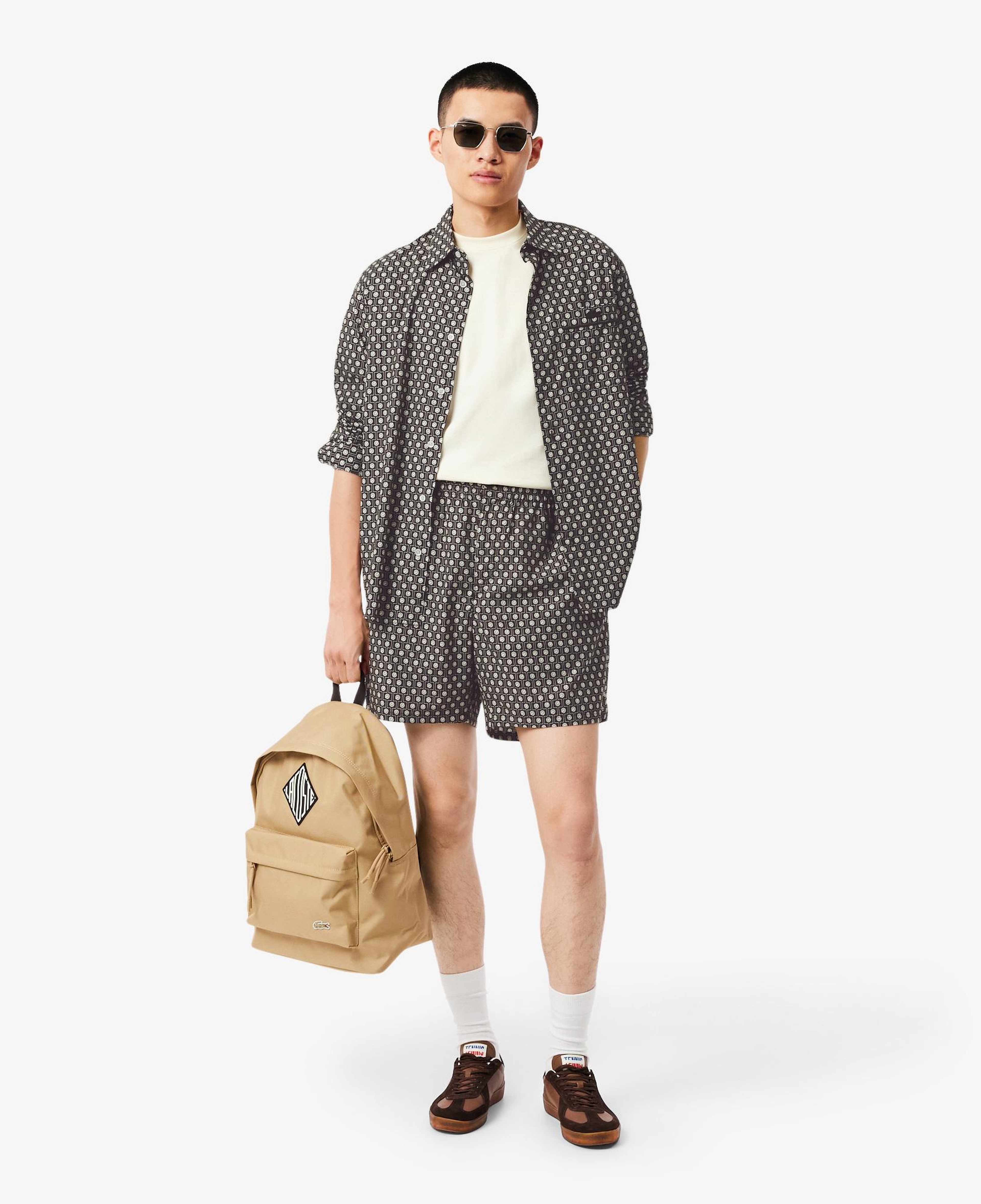 Erkek Relaxed Fit Desenli Kahverengi Şort