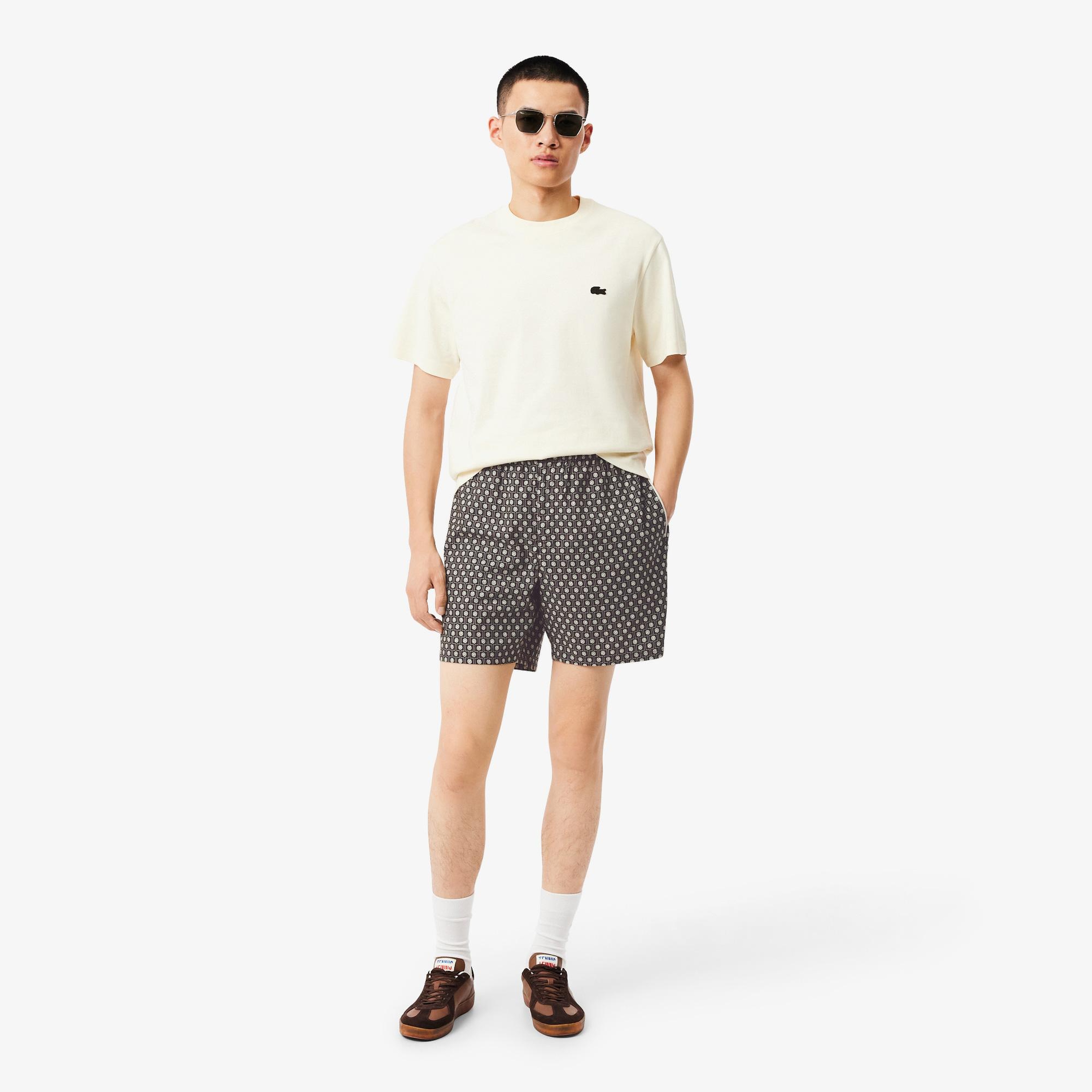 Erkek Relaxed Fit Desenli Kahverengi Şort