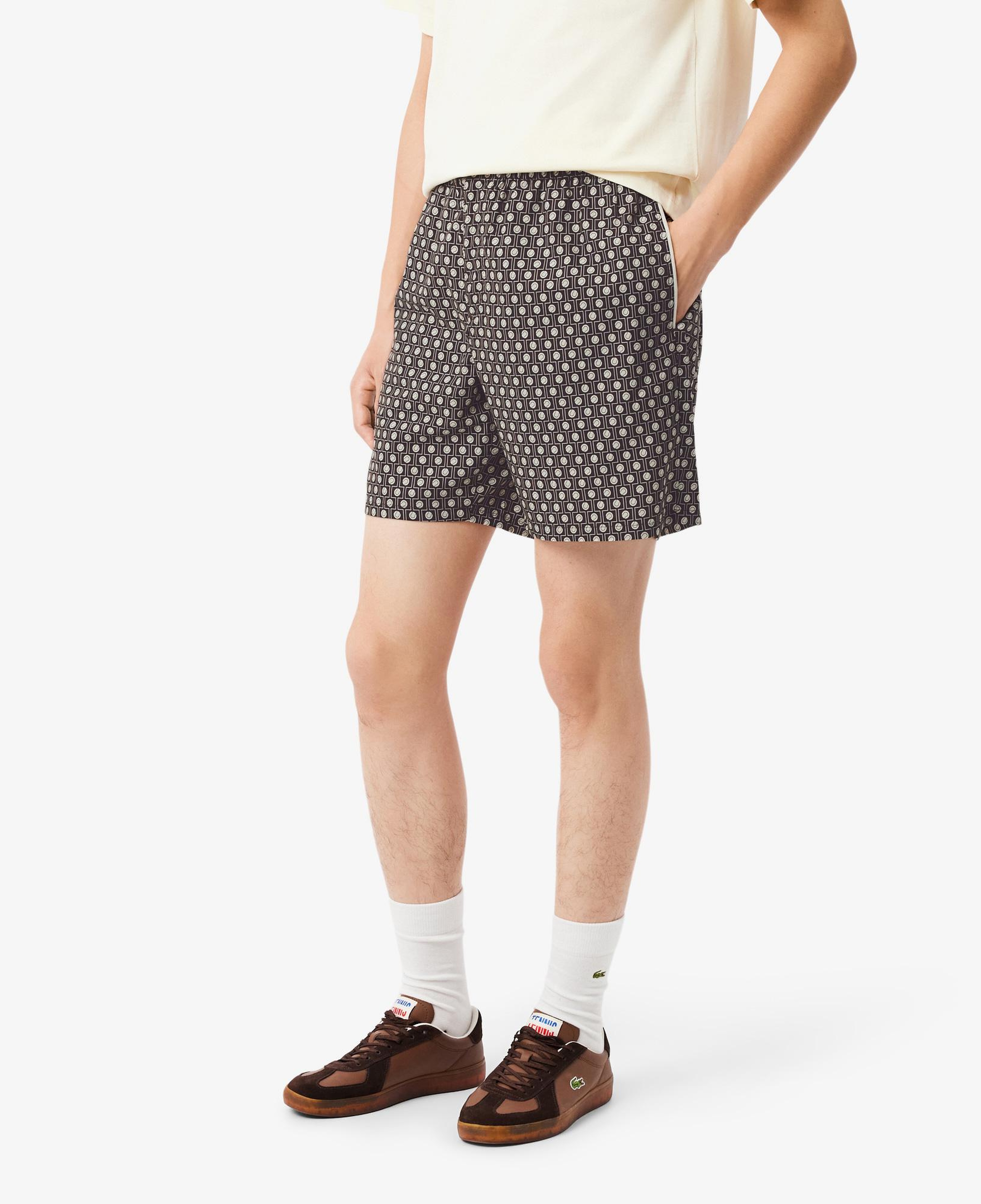 Erkek Relaxed Fit Desenli Kahverengi Şort