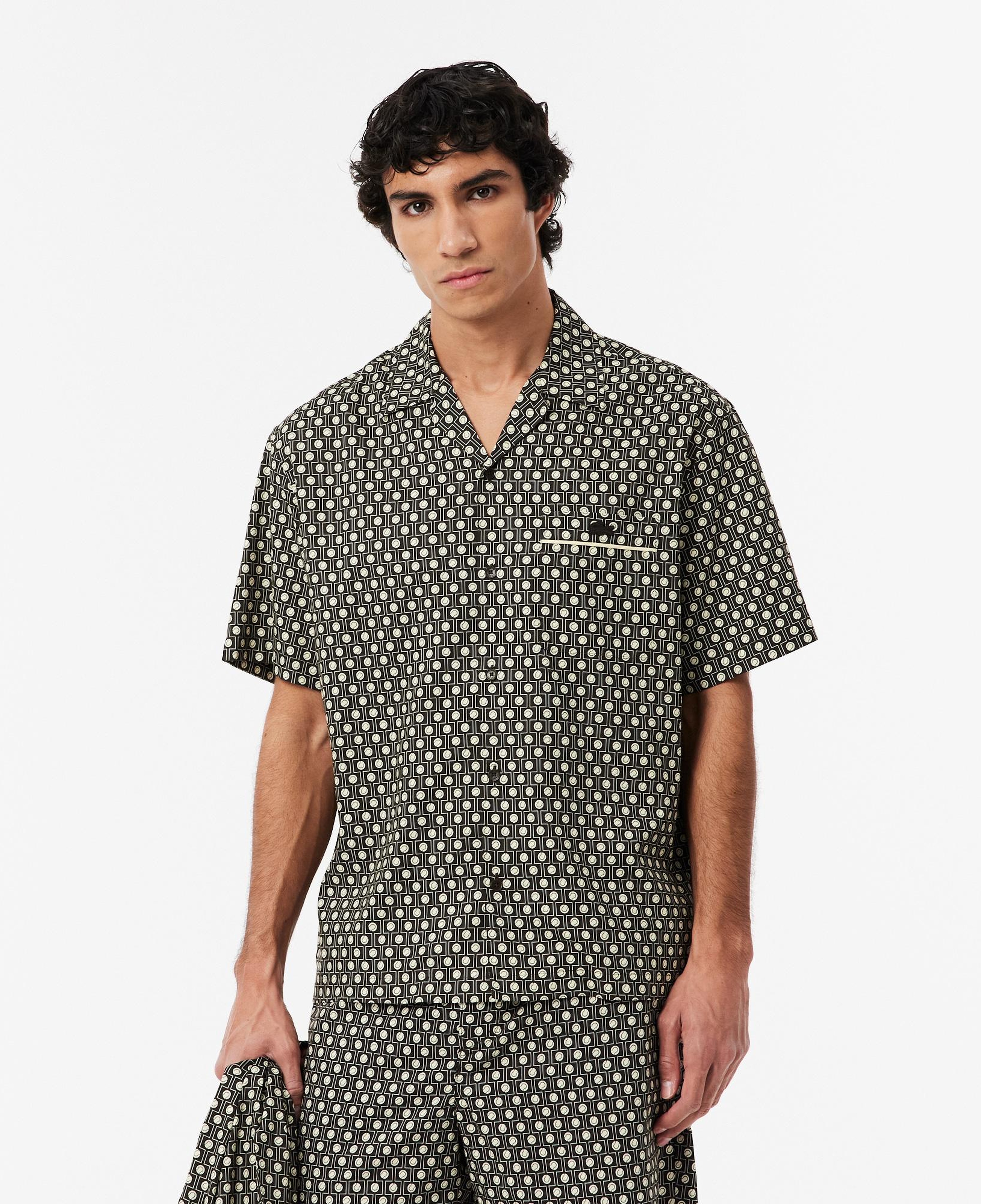 Erkek Relaxed Fit Kısa Kollu Desenli Kahverengi Gömlek