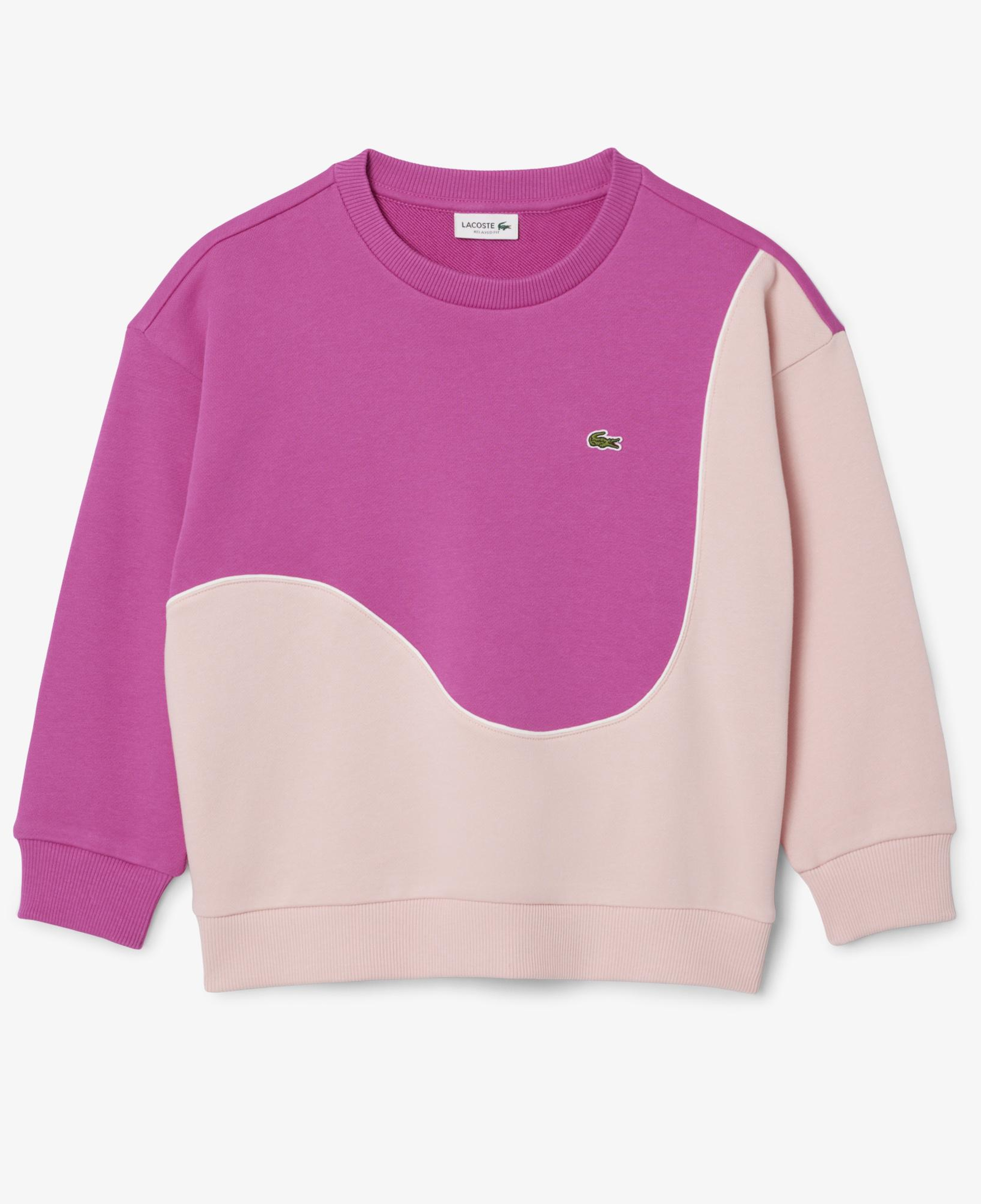 Çocuk Bisiklet Yaka Renk Bloklu Pembe Sweatshirt