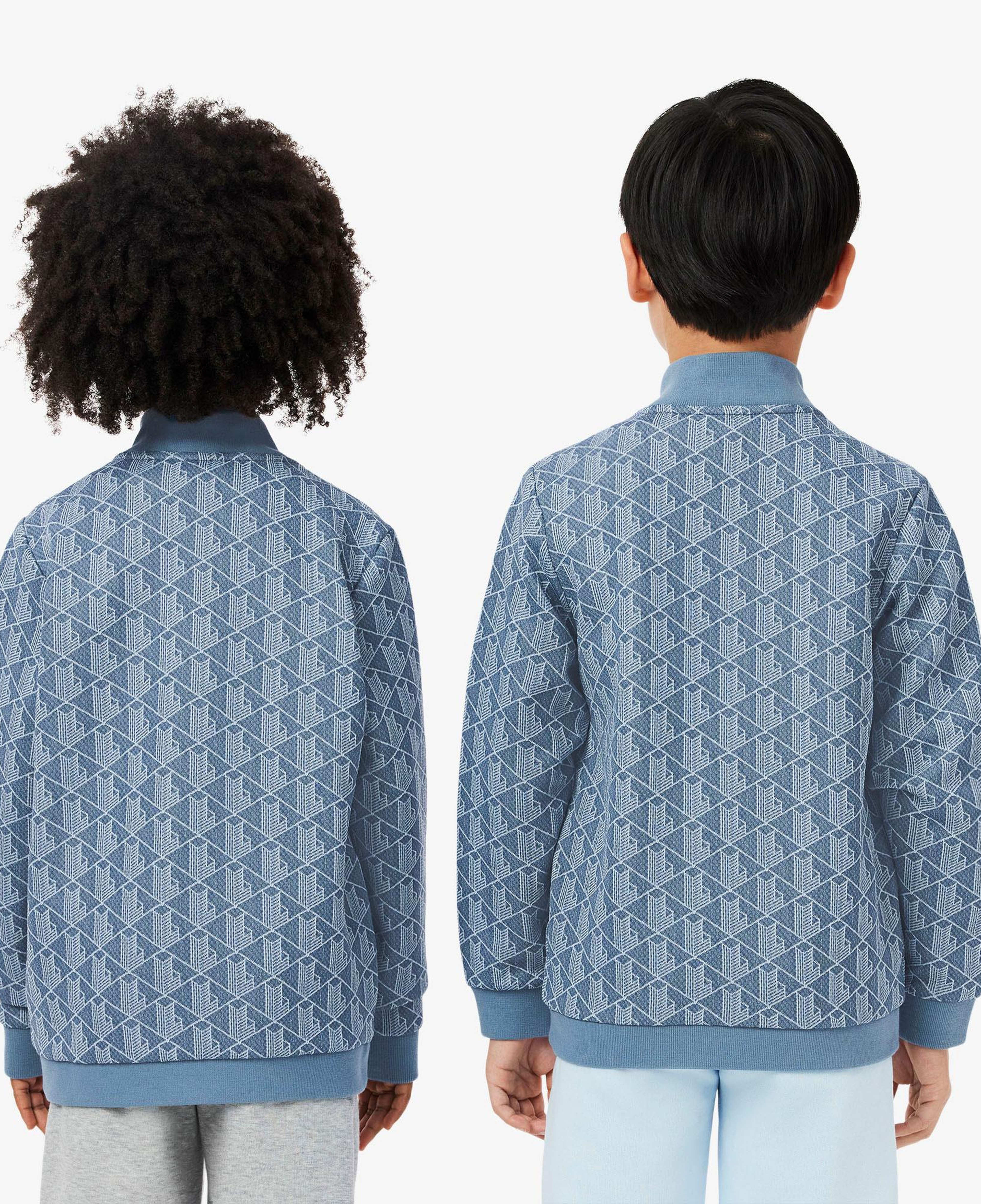 Çocuk Fermuarlı Monogram Mavi Sweatshirt