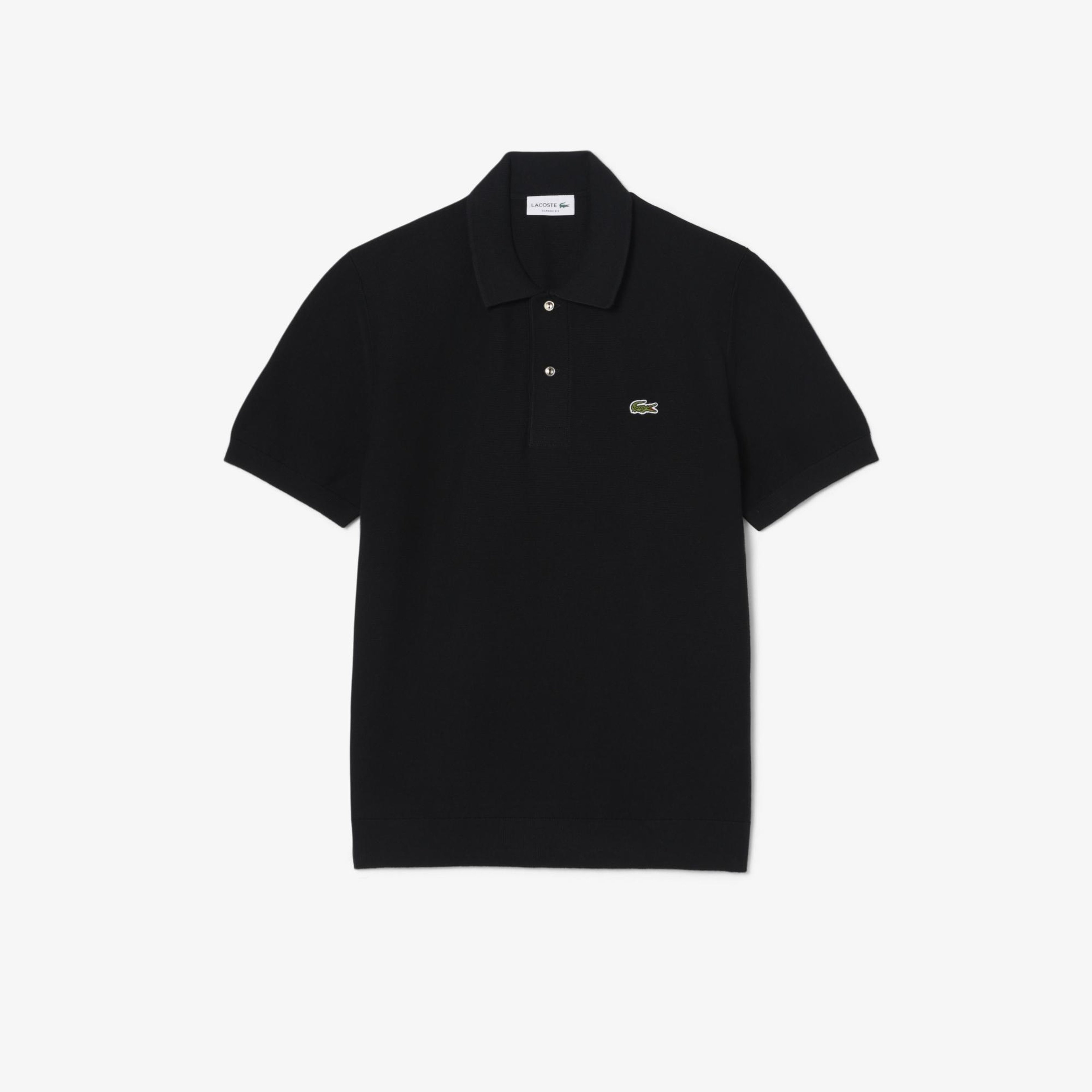 Erkek Classic Fit Kısa Kollu Polo Yaka Siyah Triko