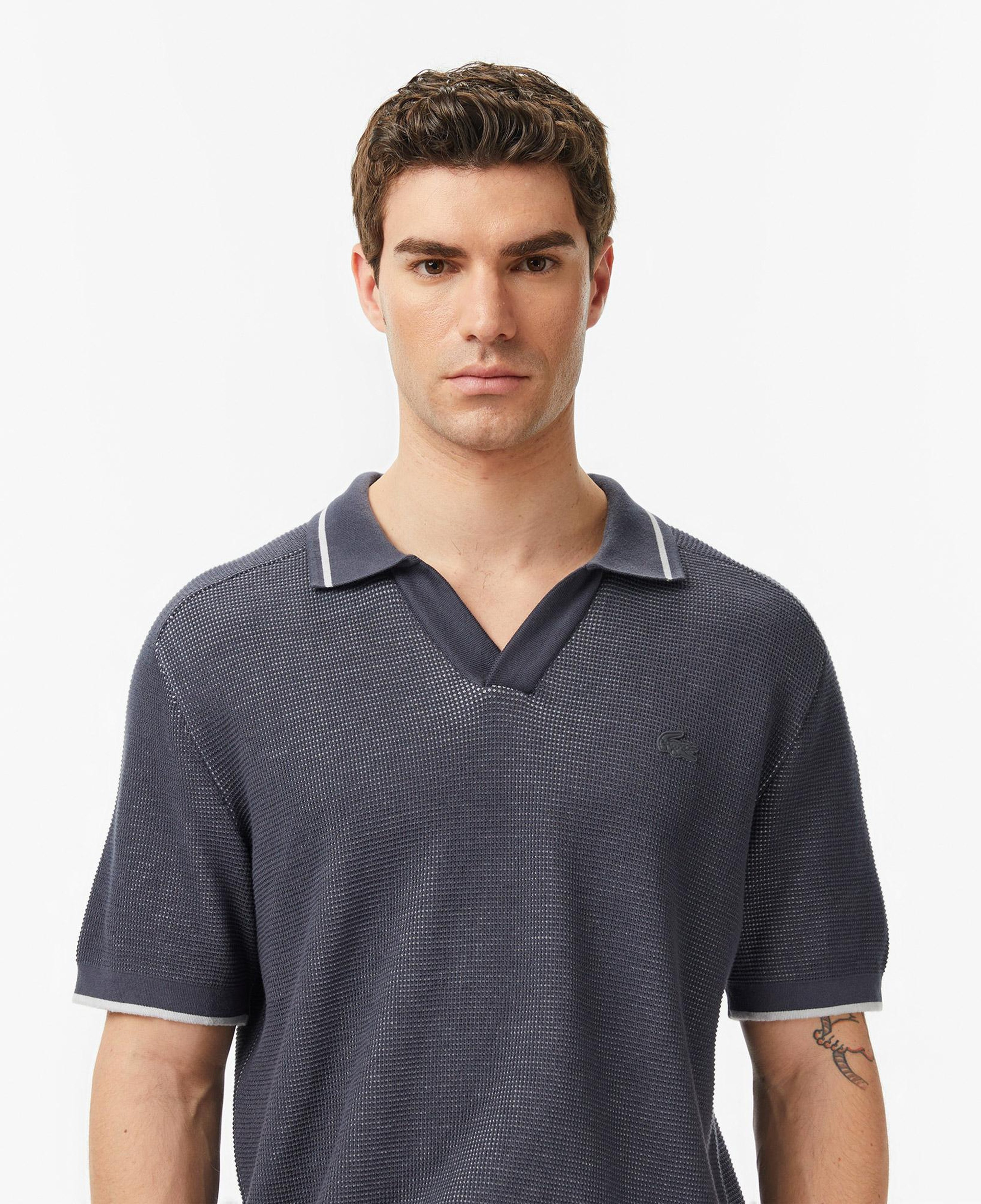 Erkek Classic Fit Kısa Kollu Polo Yaka Koyu Gri Triko